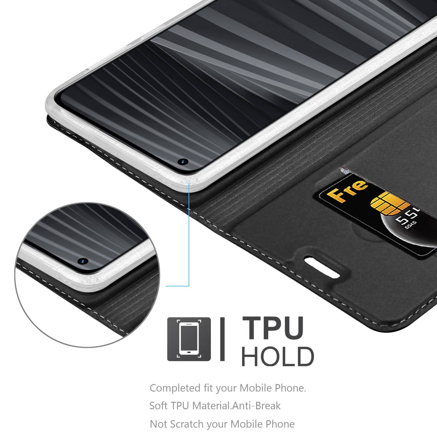 Cadorabo Handyhülle für Realme GT 2 PRO Schutz Hülle in Schwarz Cover Etui Book Case Booklet