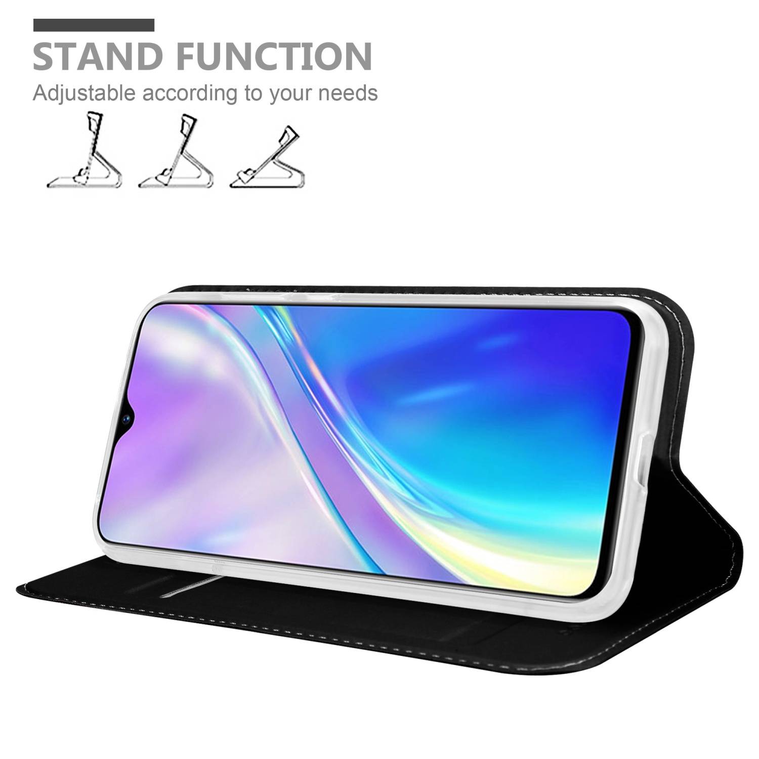 Cadorabo Handyhülle für Realme X2 / XT / Oppo K5 Schutz Hülle in Schwarz Cover Etui Book Case Booklet