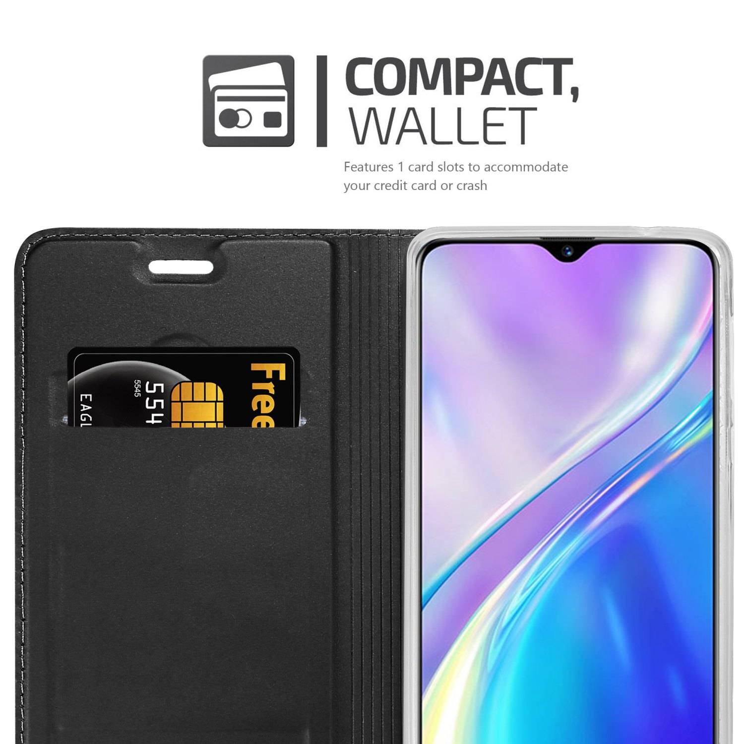 Cadorabo Handyhülle für Realme X2 / XT / Oppo K5 Schutz Hülle in Schwarz Cover Etui Book Case Booklet