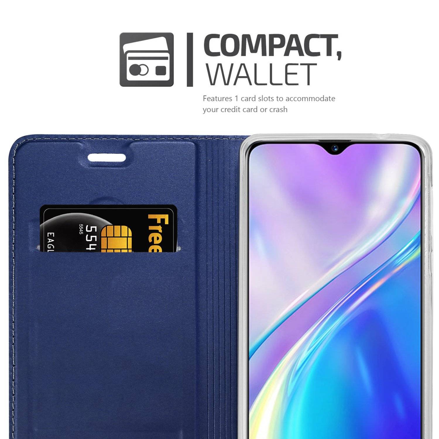 Cadorabo Handyhülle für Realme X2 / XT / Oppo K5 Schutz Hülle in Blau Cover Etui Book Case Booklet