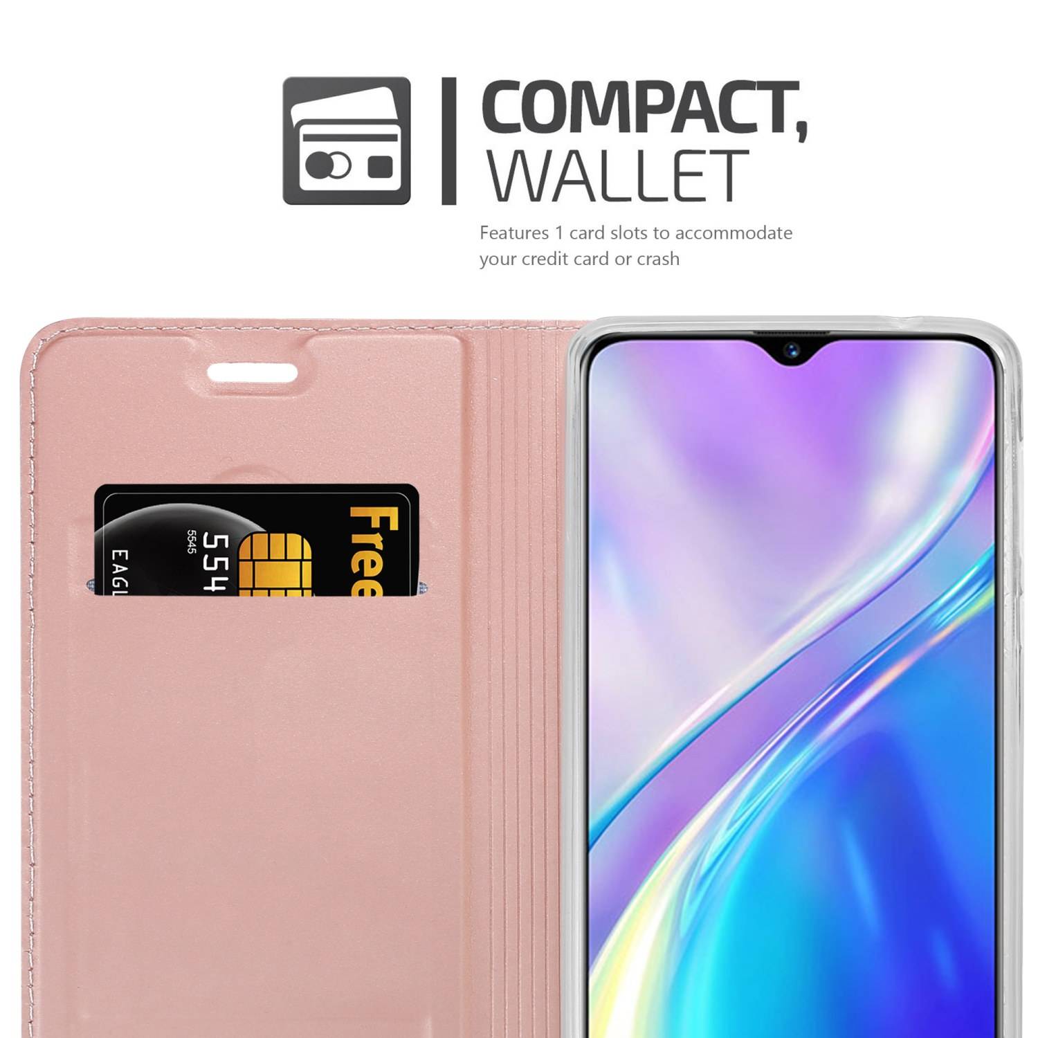Cadorabo Handyhülle für Realme X2 / XT / Oppo K5 Schutz Hülle in Rosa Cover Etui Book Case Booklet
