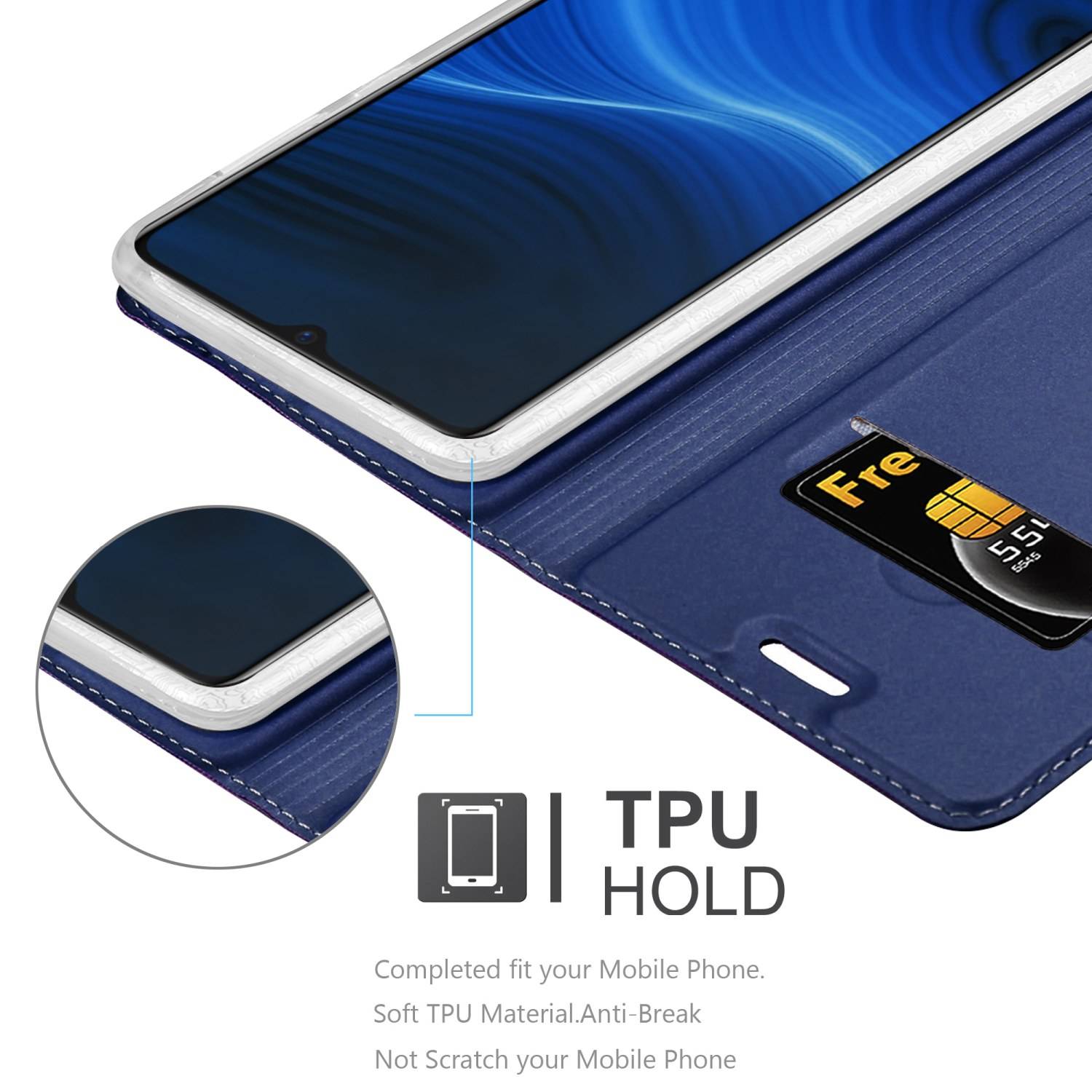 Cadorabo Handyhülle für Realme X2 PRO / Oppo Reno Ace Schutz Hülle in Blau Cover Etui Book Case Booklet