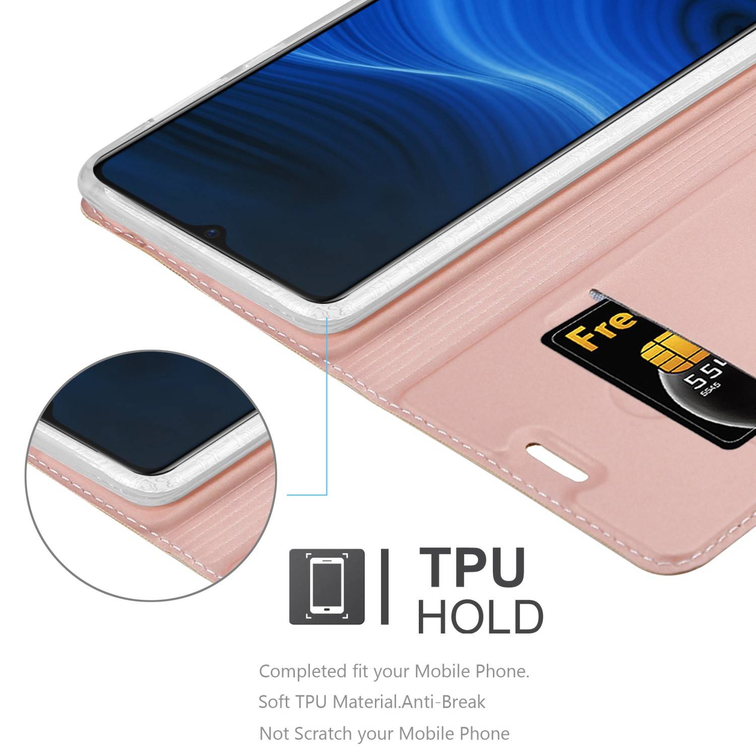 Cadorabo Handyhülle für Realme X2 PRO / Oppo Reno Ace Schutz Hülle in Rosa Cover Etui Book Case Booklet