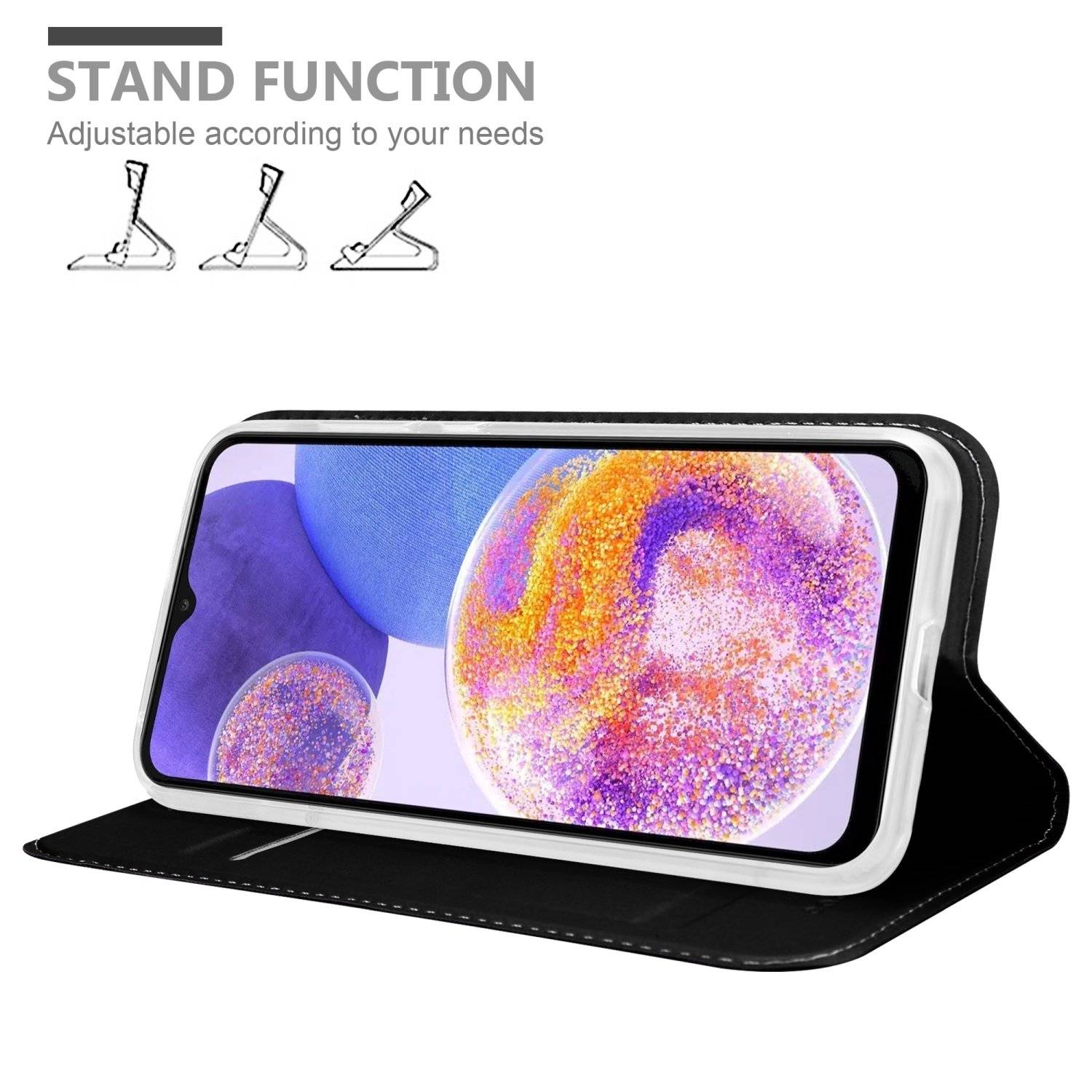 Cadorabo Handyhülle für Samsung Galaxy A23 4G Schutz Hülle in Schwarz Cover Etui Book Case Booklet