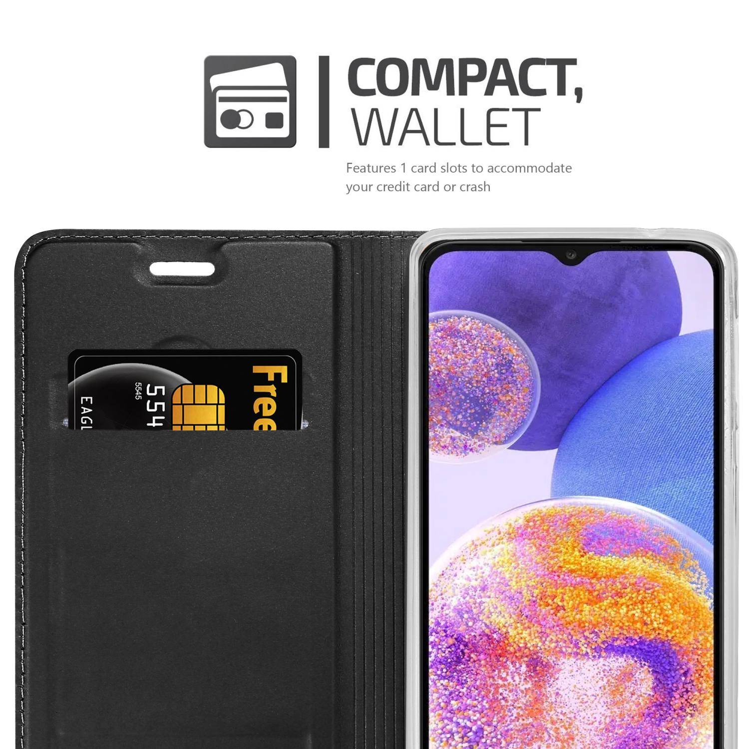 Cadorabo Handyhülle für Samsung Galaxy A23 4G Schutz Hülle in Schwarz Cover Etui Book Case Booklet