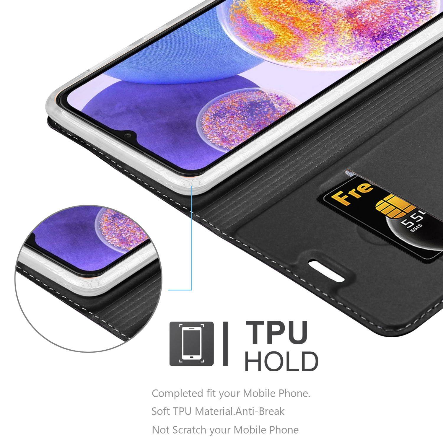 Cadorabo Handyhülle für Samsung Galaxy A23 4G Schutz Hülle in Schwarz Cover Etui Book Case Booklet