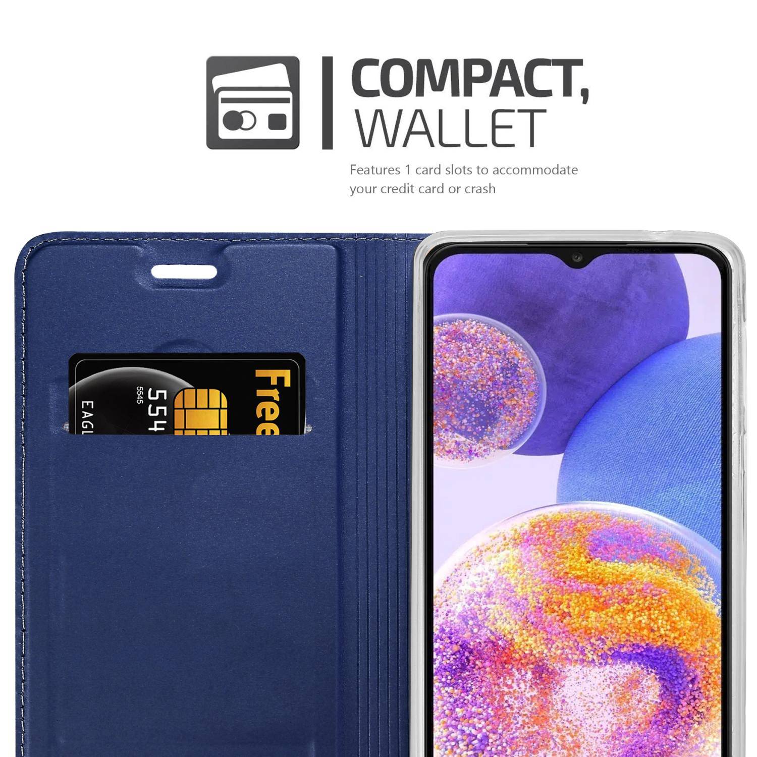 Cadorabo Handyhülle für Samsung Galaxy A23 4G Schutz Hülle in Blau Cover Etui Book Case Booklet