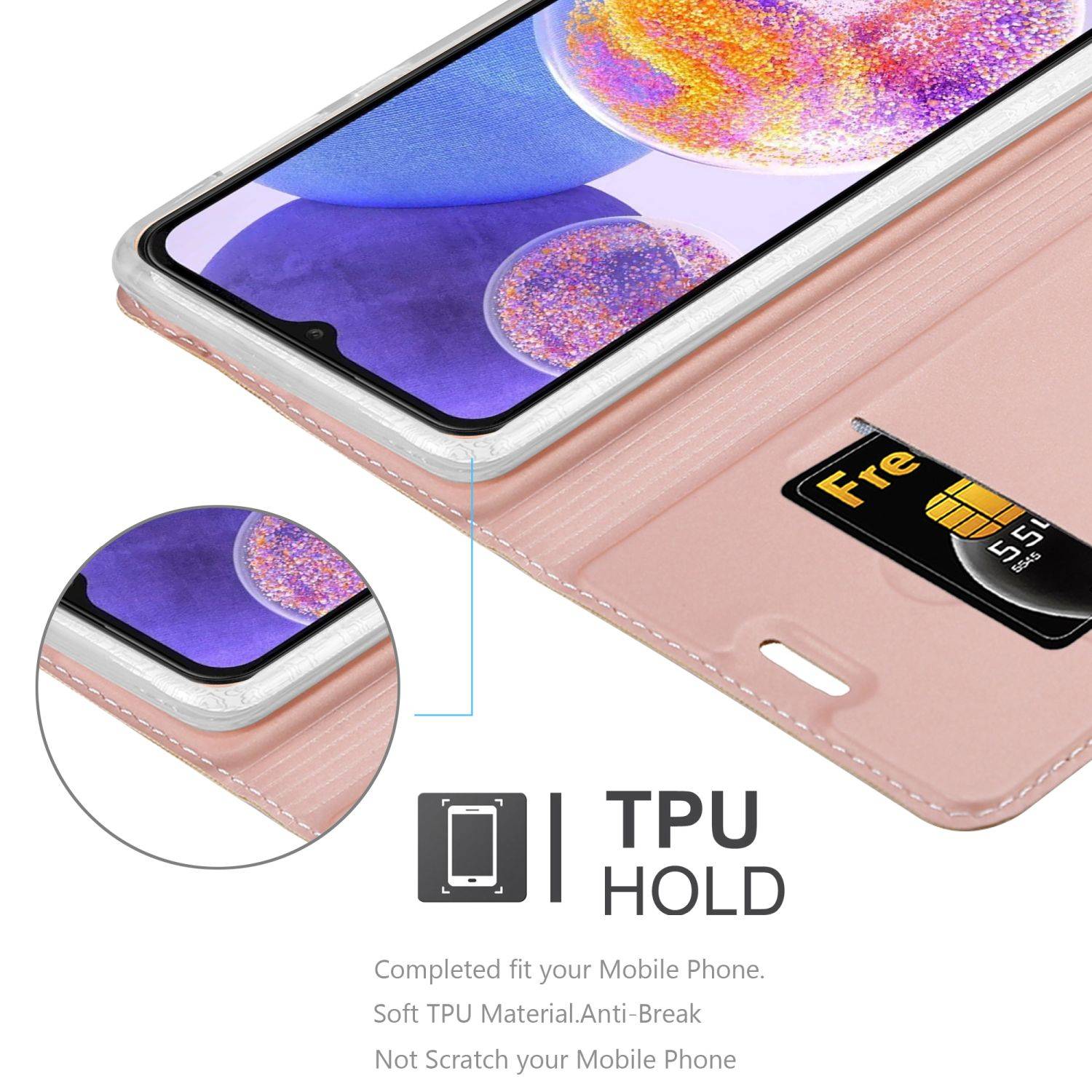 Cadorabo Handyhülle für Samsung Galaxy A23 4G Schutz Hülle in Rosa Cover Etui Book Case Booklet