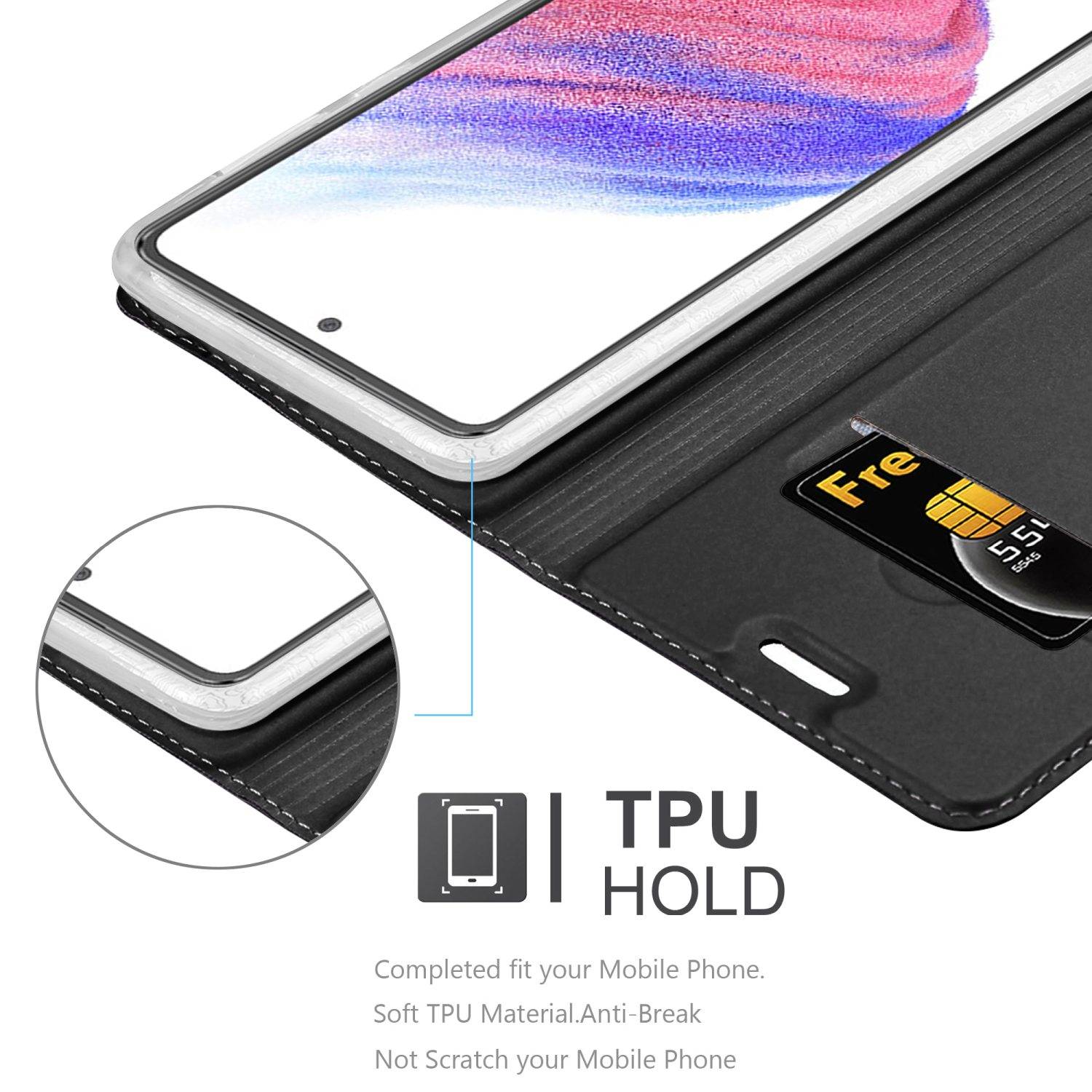 Cadorabo Handyhülle für Samsung Galaxy A53 5G Schutz Hülle in Schwarz Cover Etui Book Case Booklet