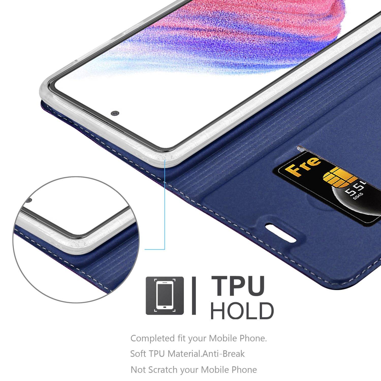 Cadorabo Handyhülle für Samsung Galaxy A53 5G Schutz Hülle in Blau Cover Etui Book Case Booklet