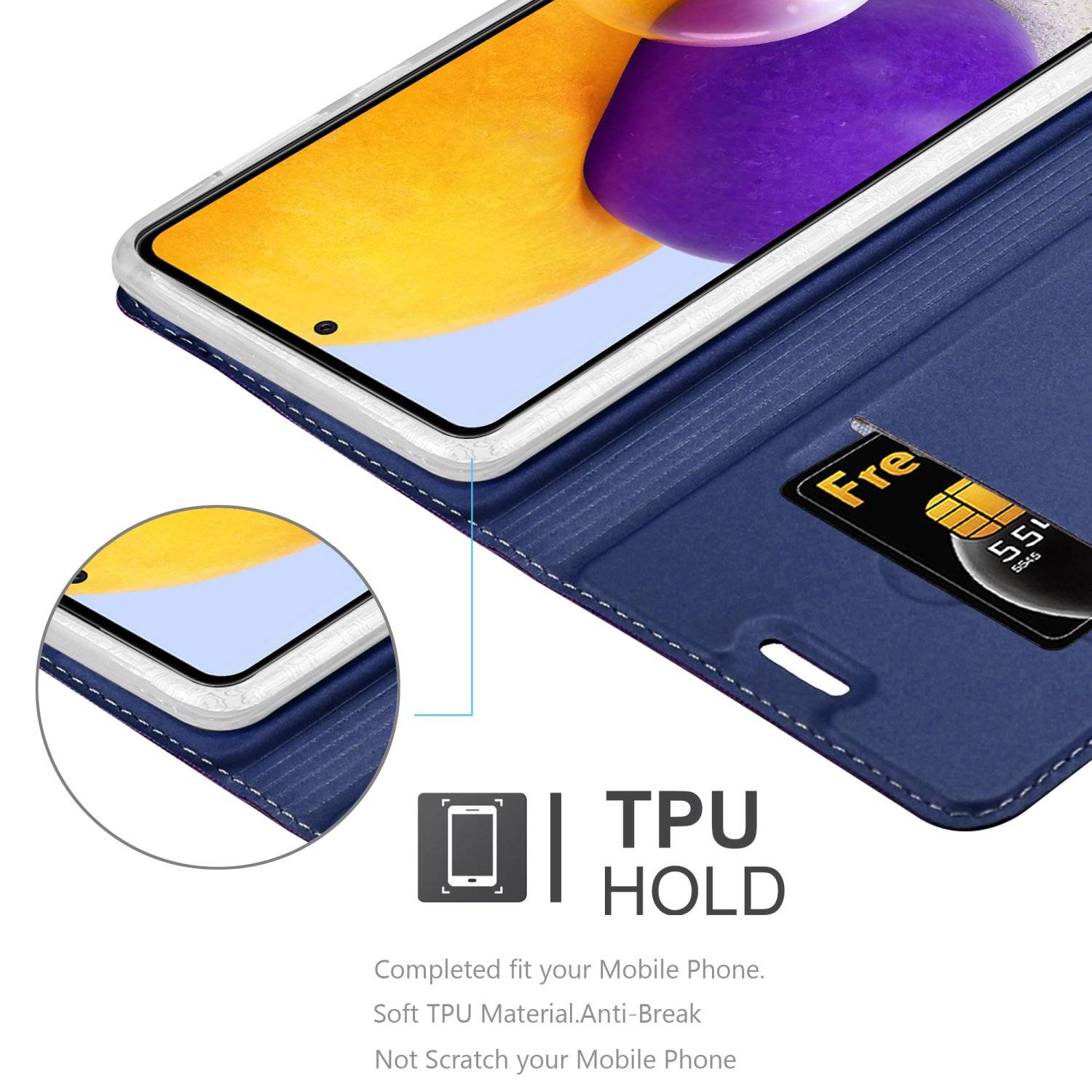 Cadorabo Handyhülle für Samsung Galaxy A73 5G Schutz Hülle in Blau Cover Etui Book Case Booklet
