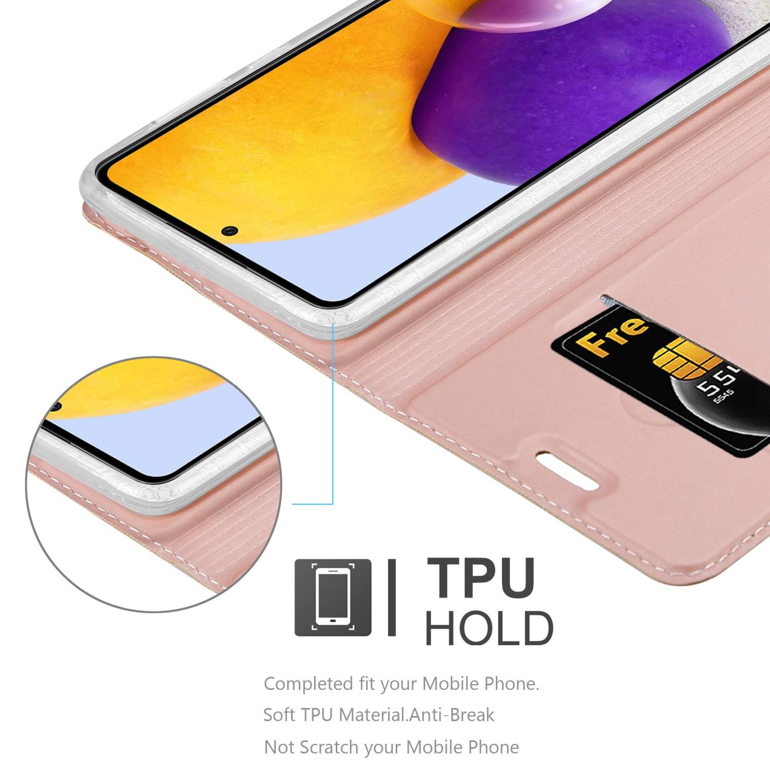 Cadorabo Handyhülle für Samsung Galaxy A73 5G Schutz Hülle in Rosa Cover Etui Book Case Booklet