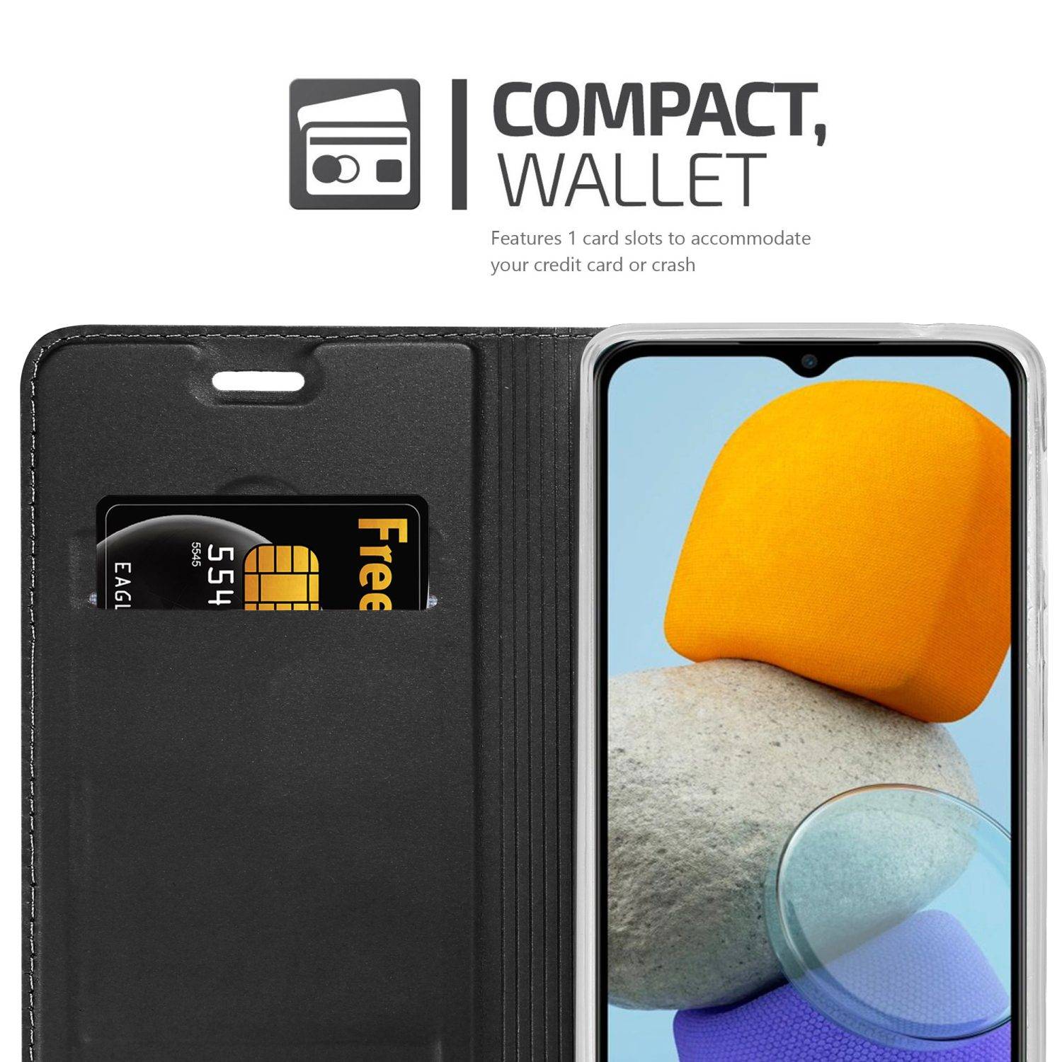 Cadorabo Handyhülle für Samsung Galaxy M23 5G Schutz Hülle in Schwarz Cover Etui Book Case Booklet