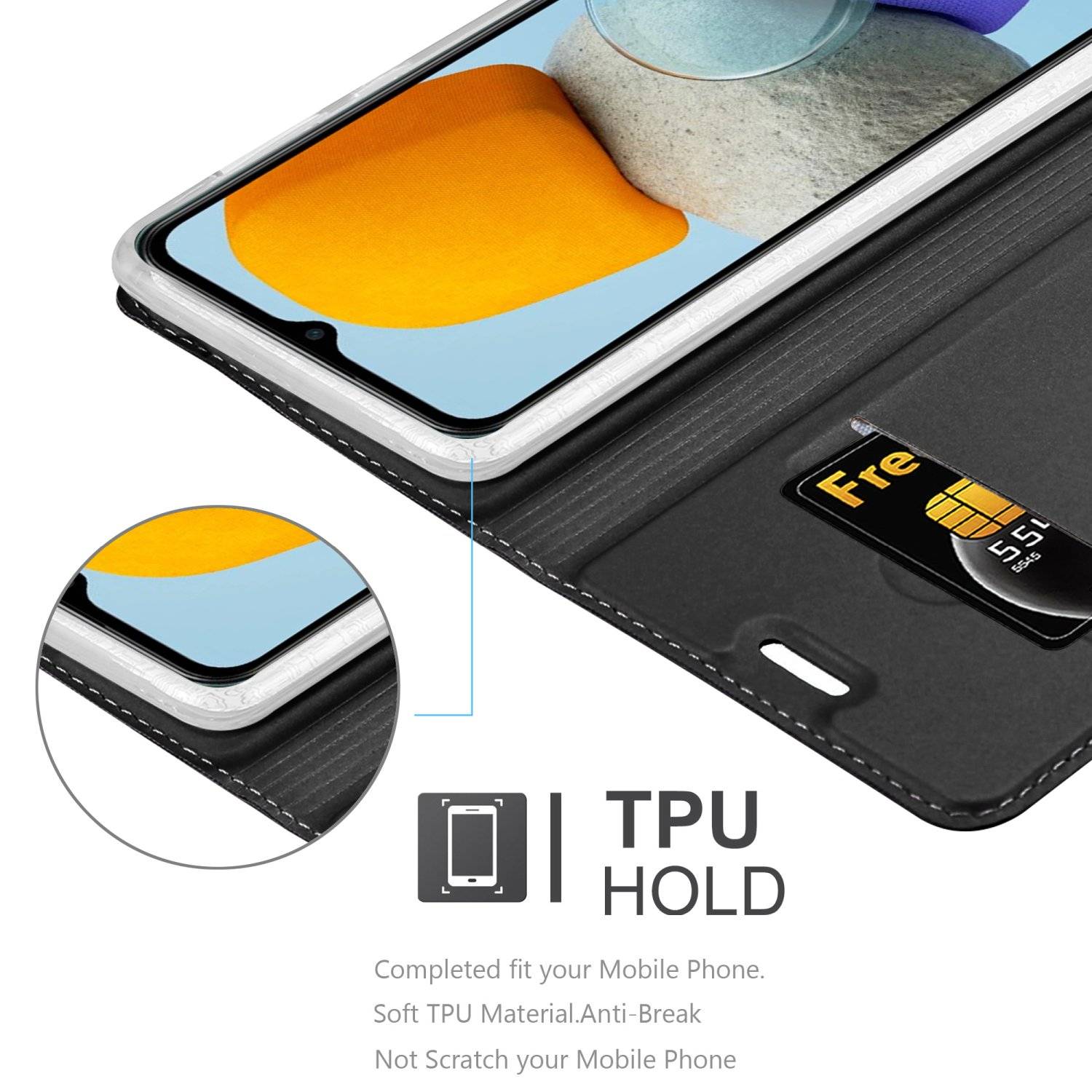 Cadorabo Handyhülle für Samsung Galaxy M23 5G Schutz Hülle in Schwarz Cover Etui Book Case Booklet