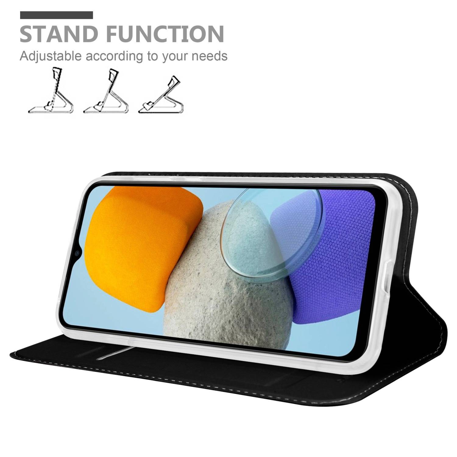 Cadorabo Handyhülle für Samsung Galaxy M23 5G Schutz Hülle in Schwarz Cover Etui Book Case Booklet