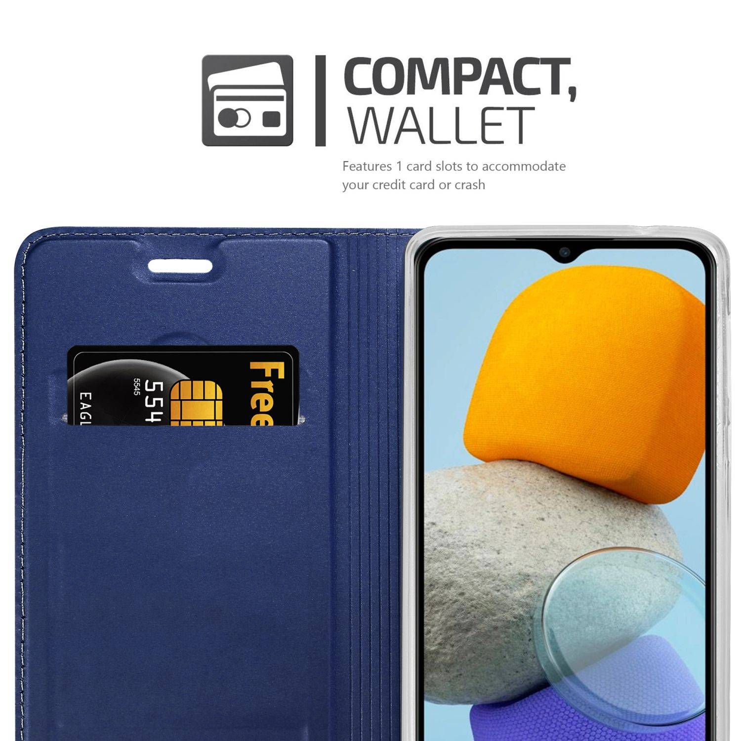 Cadorabo Handyhülle für Samsung Galaxy M23 5G Schutz Hülle in Blau Cover Etui Book Case Booklet