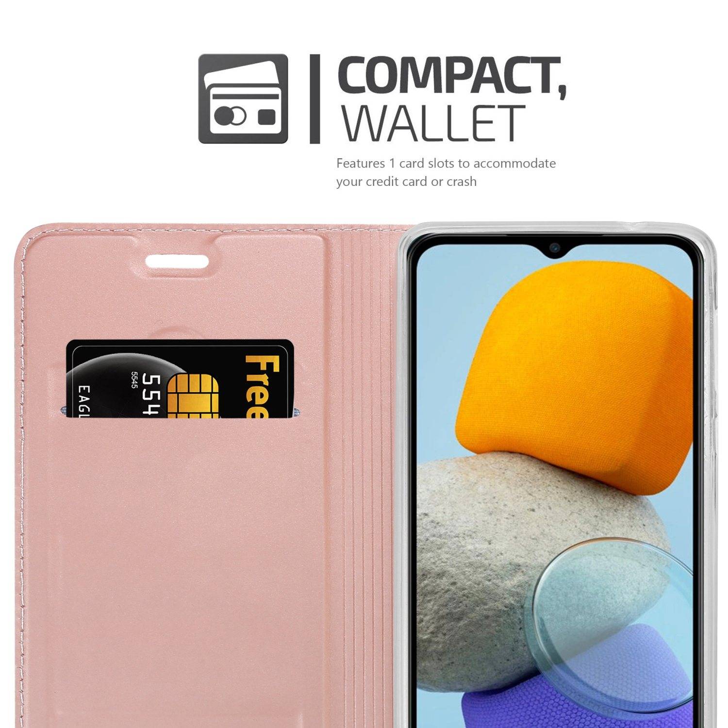 Cadorabo Handyhülle für Samsung Galaxy M23 5G Schutz Hülle in Rosa Cover Etui Book Case Booklet