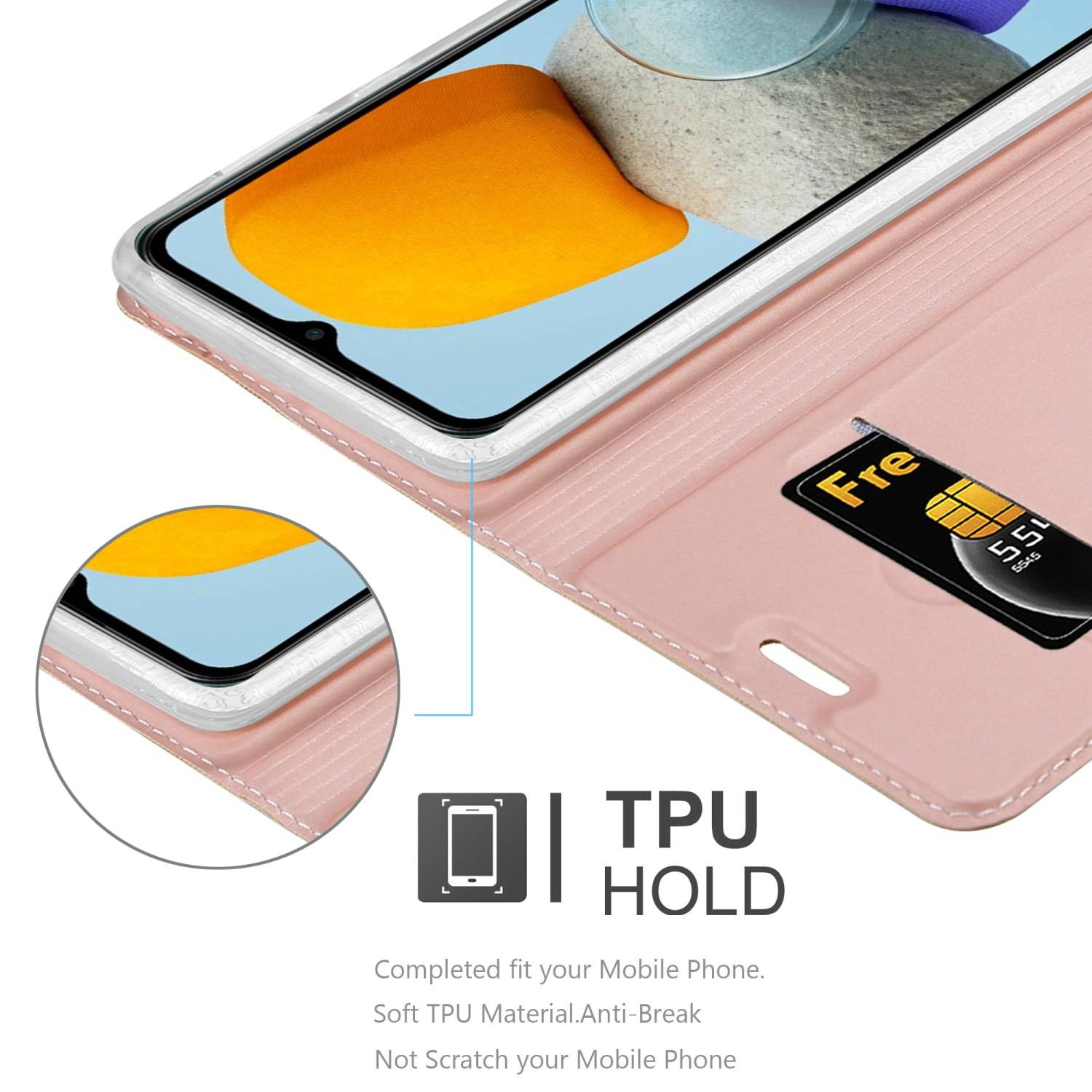 Cadorabo Handyhülle für Samsung Galaxy M23 5G Schutz Hülle in Rosa Cover Etui Book Case Booklet