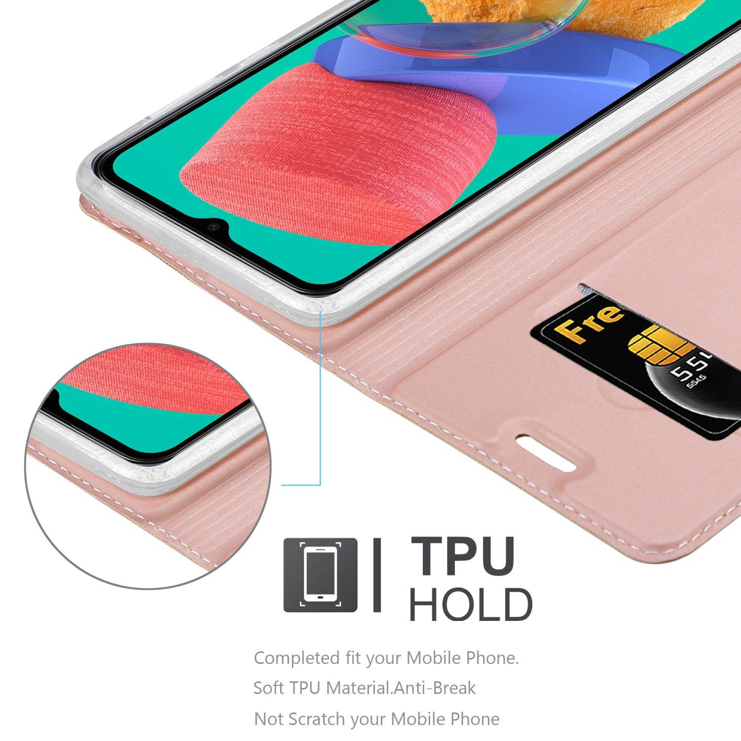 Cadorabo Handyhülle für Samsung Galaxy M33 5G Schutz Hülle in Rosa Cover Etui Book Case Booklet