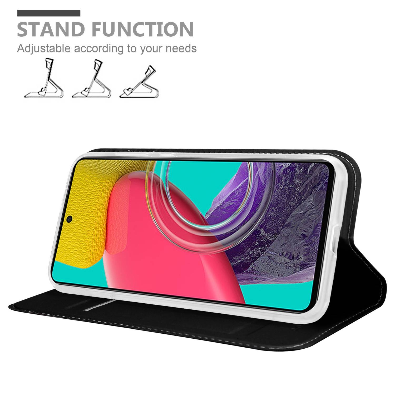Cadorabo Handyhülle für Samsung Galaxy M53 5G Schutz Hülle in Schwarz Cover Etui Book Case Booklet