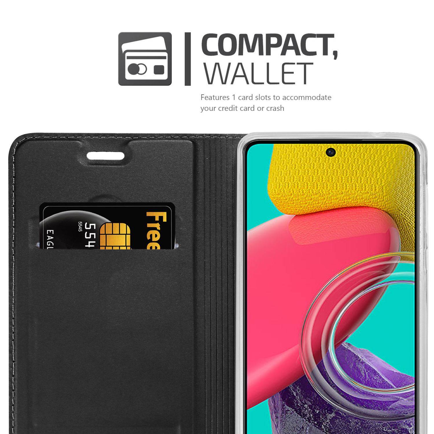 Cadorabo Handyhülle für Samsung Galaxy M53 5G Schutz Hülle in Schwarz Cover Etui Book Case Booklet