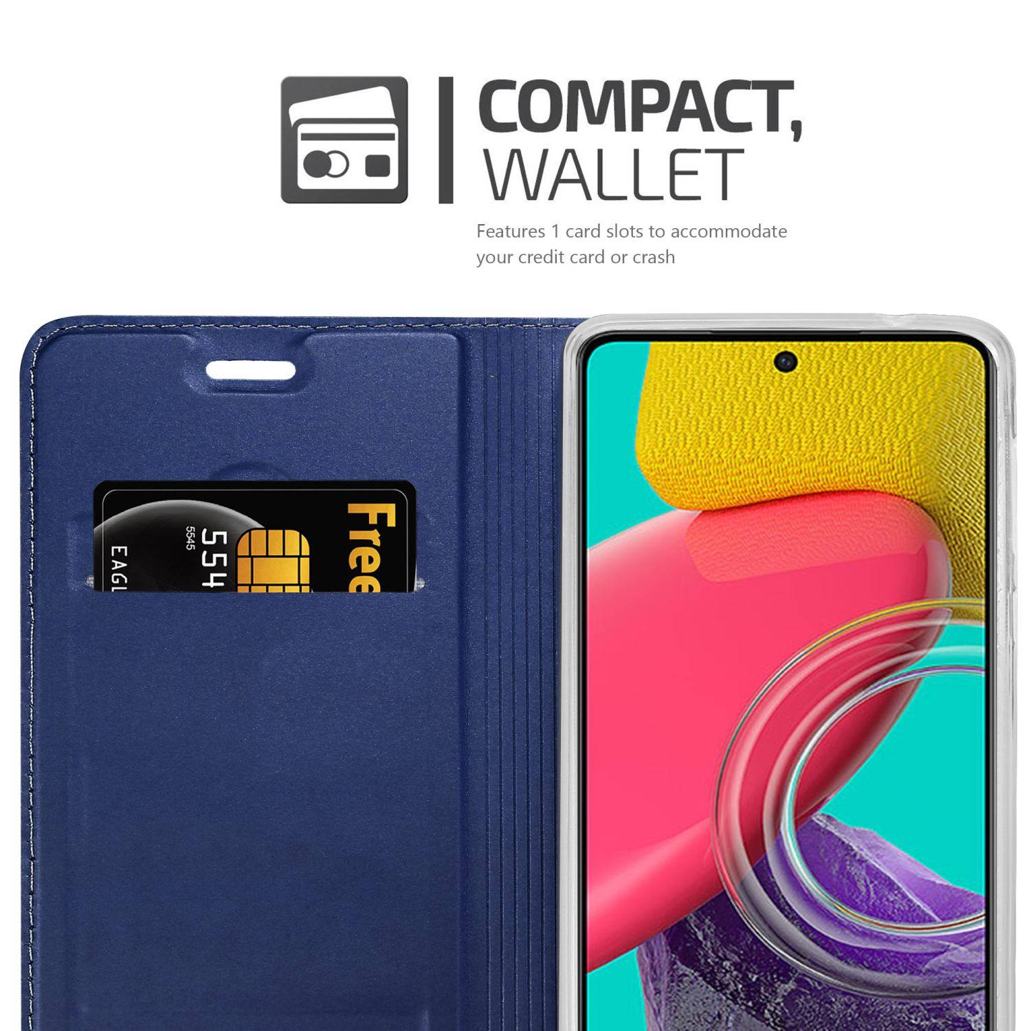 Cadorabo Handyhülle für Samsung Galaxy M53 5G Schutz Hülle in Blau Cover Etui Book Case Booklet