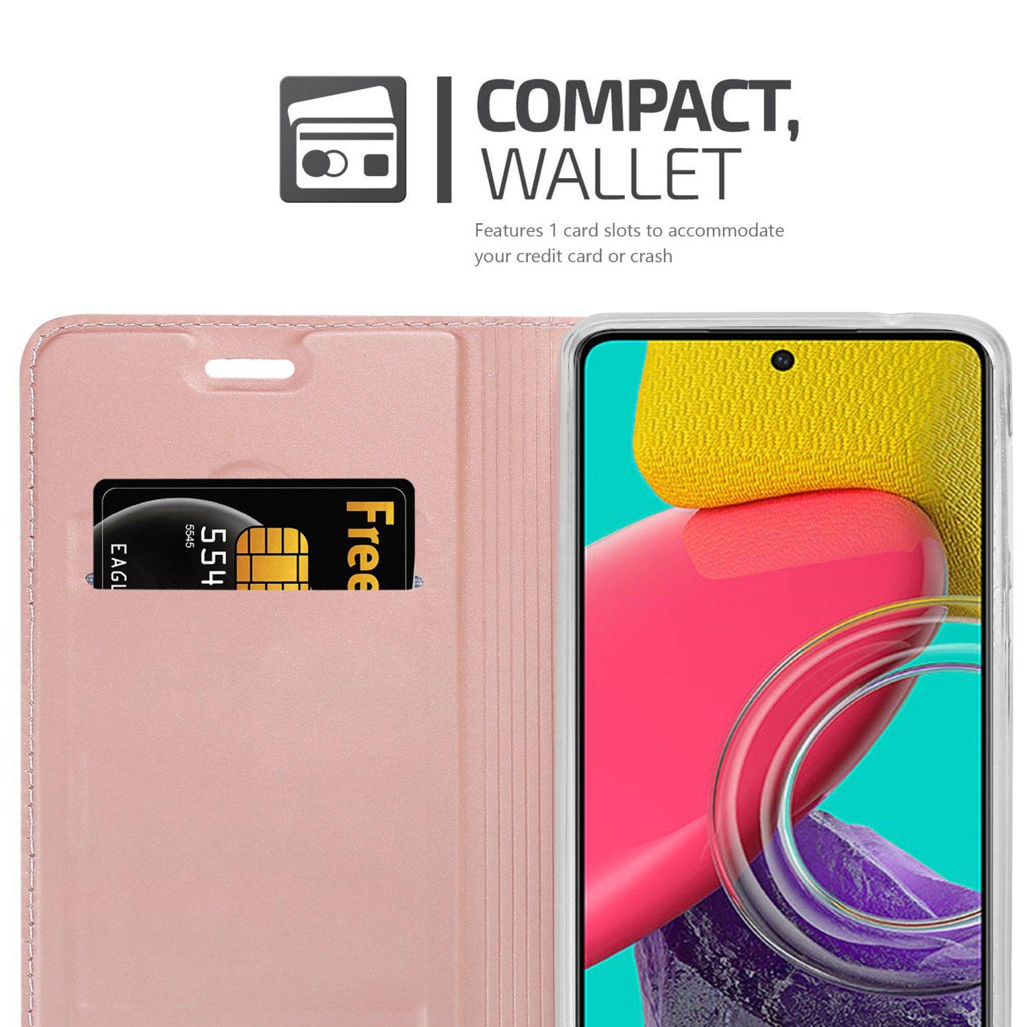 Cadorabo Handyhülle für Samsung Galaxy M53 5G Schutz Hülle in Rosa Cover Etui Book Case Booklet