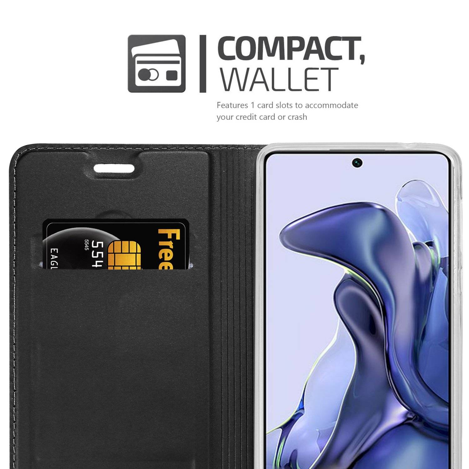 Cadorabo Handyhülle für Xiaomi 11T / 11T PRO Schutz Hülle in Schwarz Cover Etui Book Case Booklet