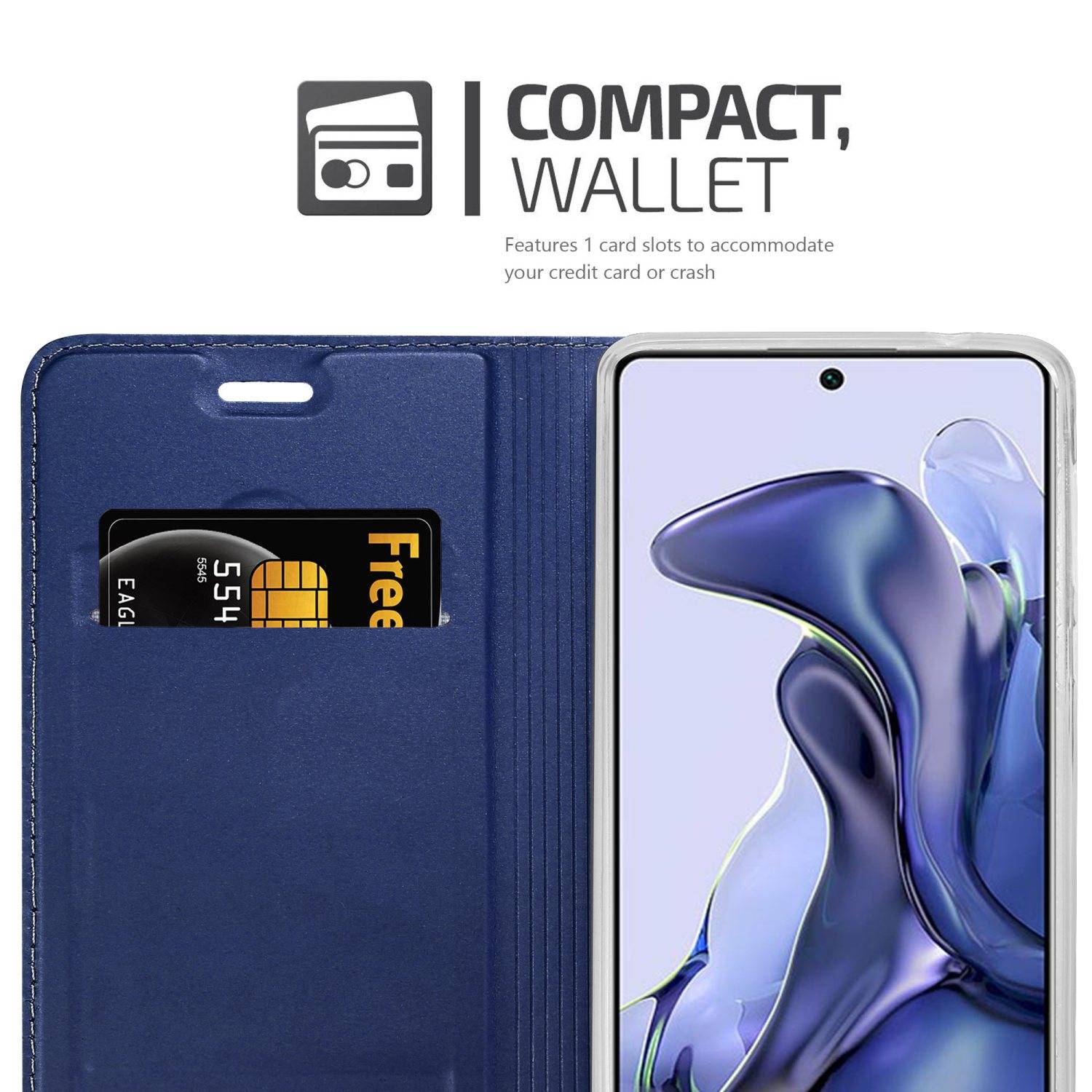 Cadorabo Handyhülle für Xiaomi 11T / 11T PRO Schutz Hülle in Blau Cover Etui Book Case Booklet