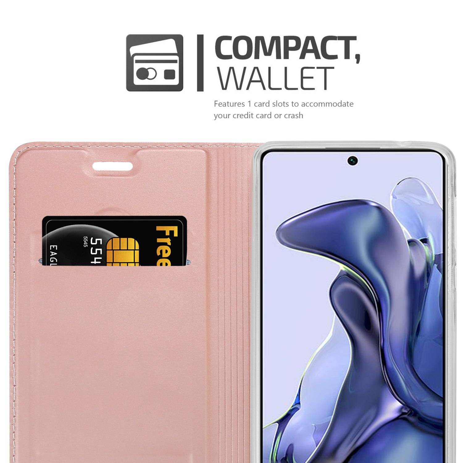 Cadorabo Handyhülle für Xiaomi 11T / 11T PRO Schutz Hülle in Rosa Cover Etui Book Case Booklet