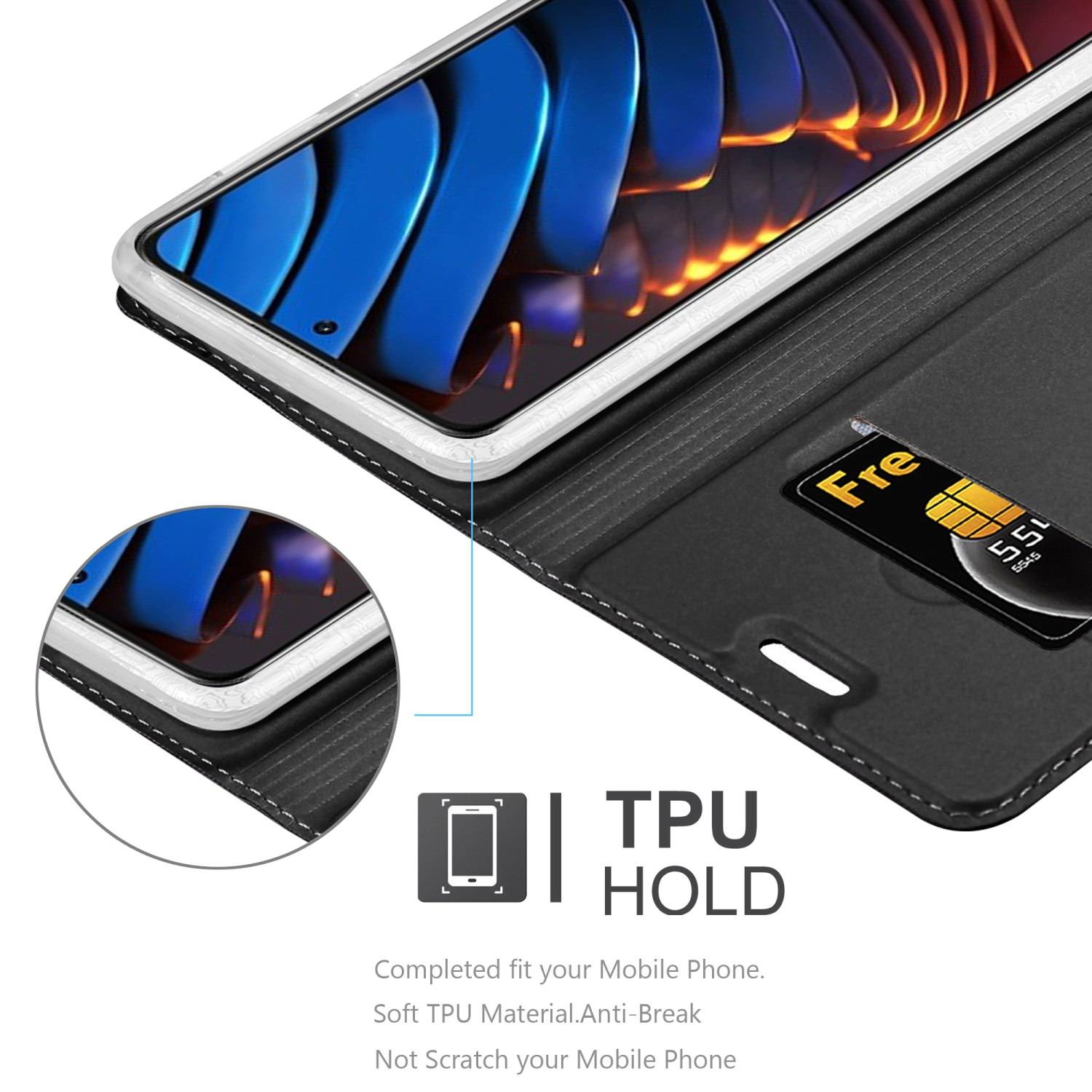 Cadorabo Handyhülle für Xiaomi POCO X3 GT Schutz Hülle in Schwarz Cover Etui Book Case Booklet