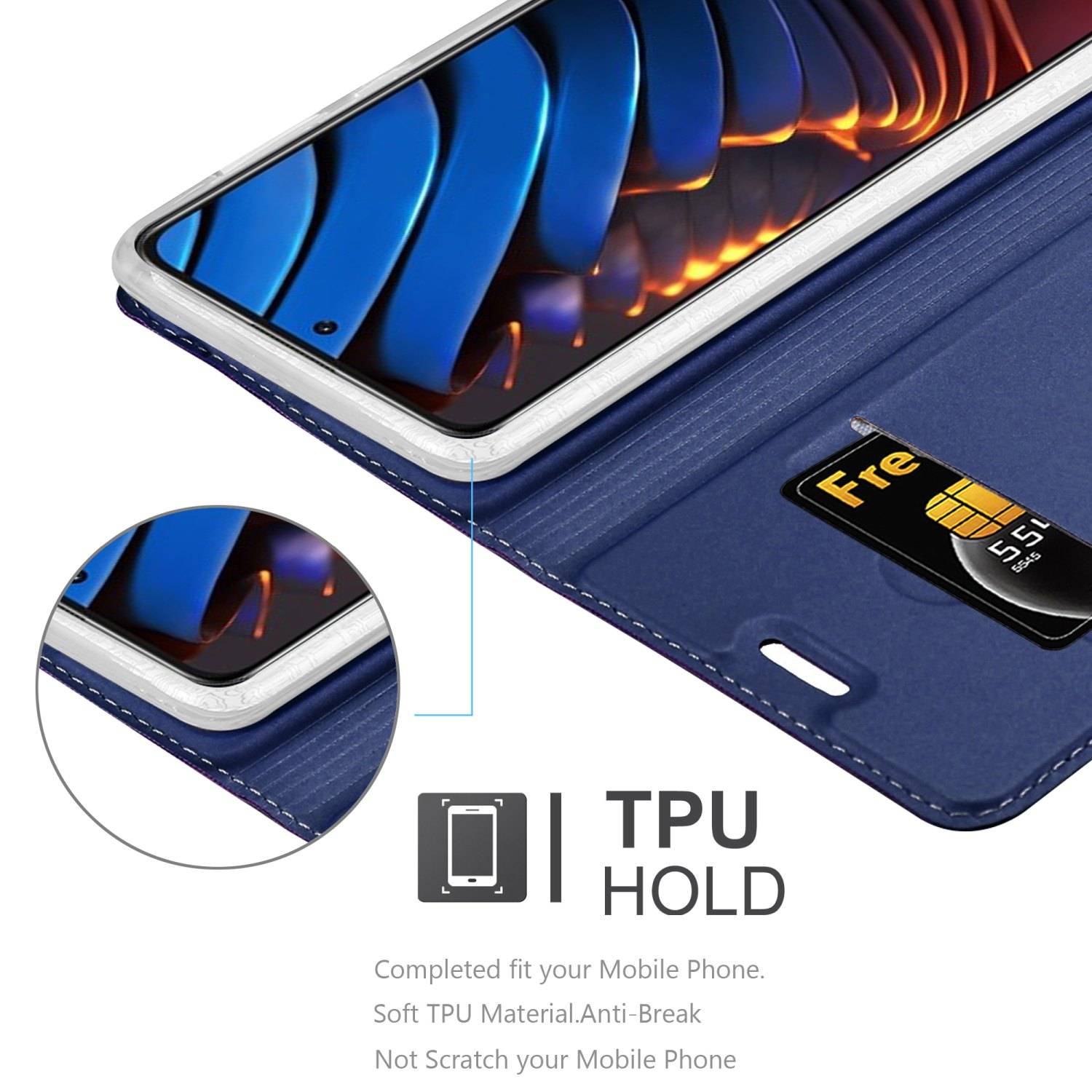 Cadorabo Handyhülle für Xiaomi POCO X3 GT Schutz Hülle in Blau Cover Etui Book Case Booklet