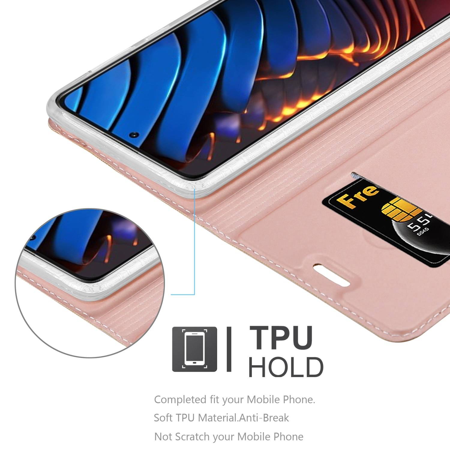 Cadorabo Handyhülle für Xiaomi POCO X3 GT Schutz Hülle in Rosa Cover Etui Book Case Booklet