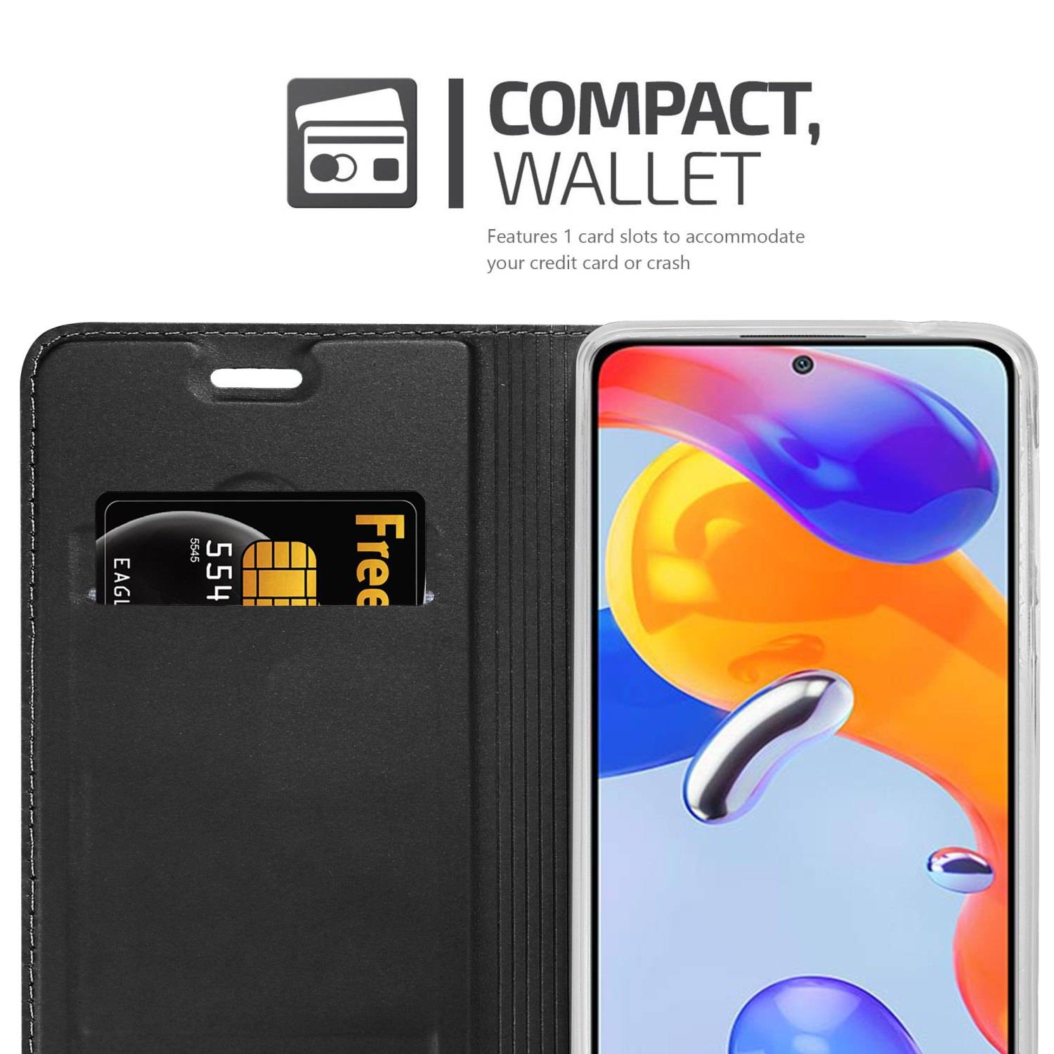 Cadorabo Handyhülle für Xiaomi RedMi NOTE 11 PRO 4G / 5G Schutz Hülle in Schwarz Cover Etui Book Case Booklet