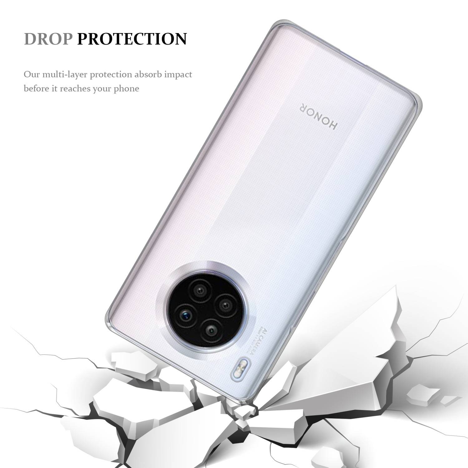 Cadorabo Hülle für Honor 50 LITE Schutz Hülle in Transparent Schutzhülle TPU Silikon Cover Etui Case