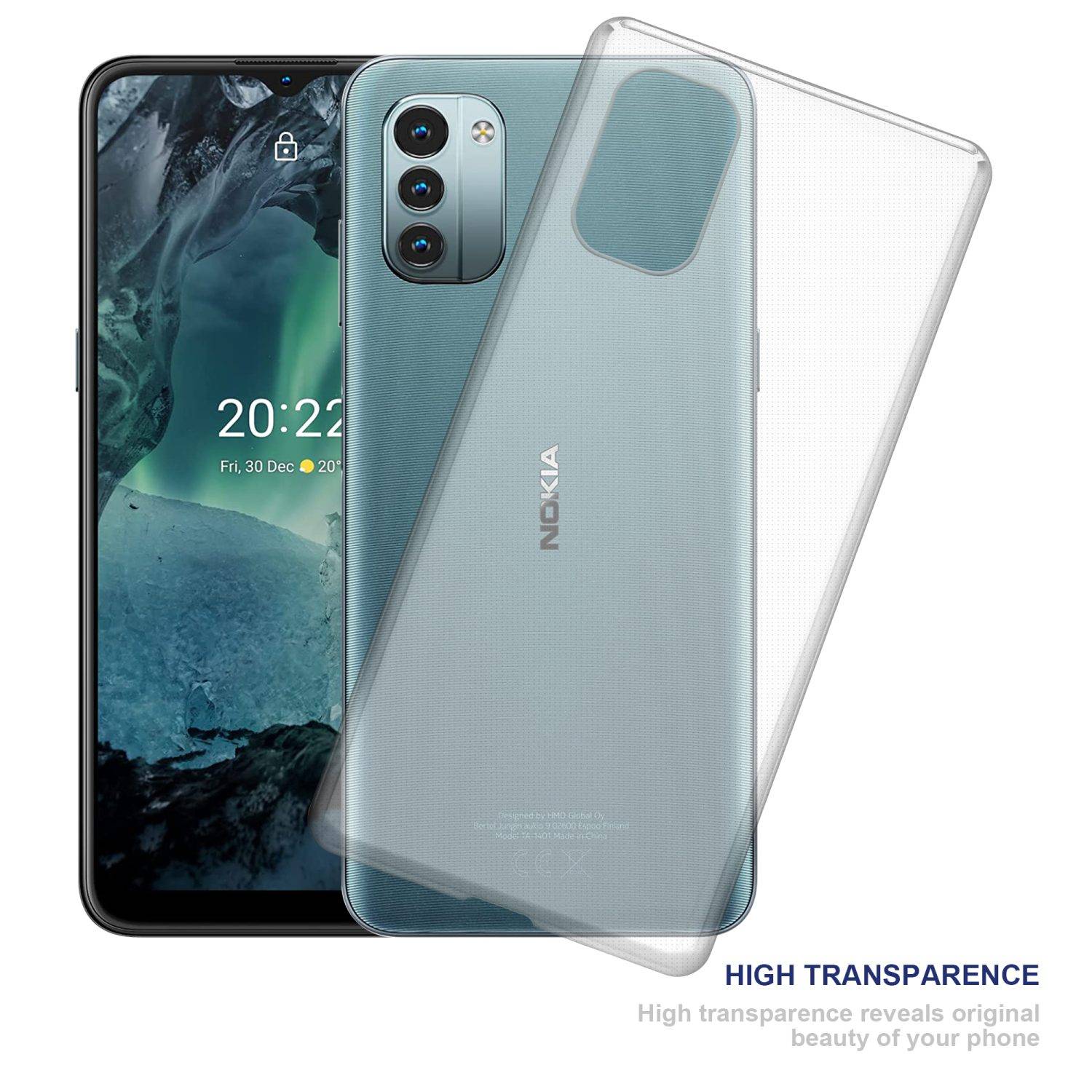 Cadorabo Hülle für Nokia G11 / G21 Schutz Hülle in Transparent Schutzhülle TPU Silikon Cover Etui Case