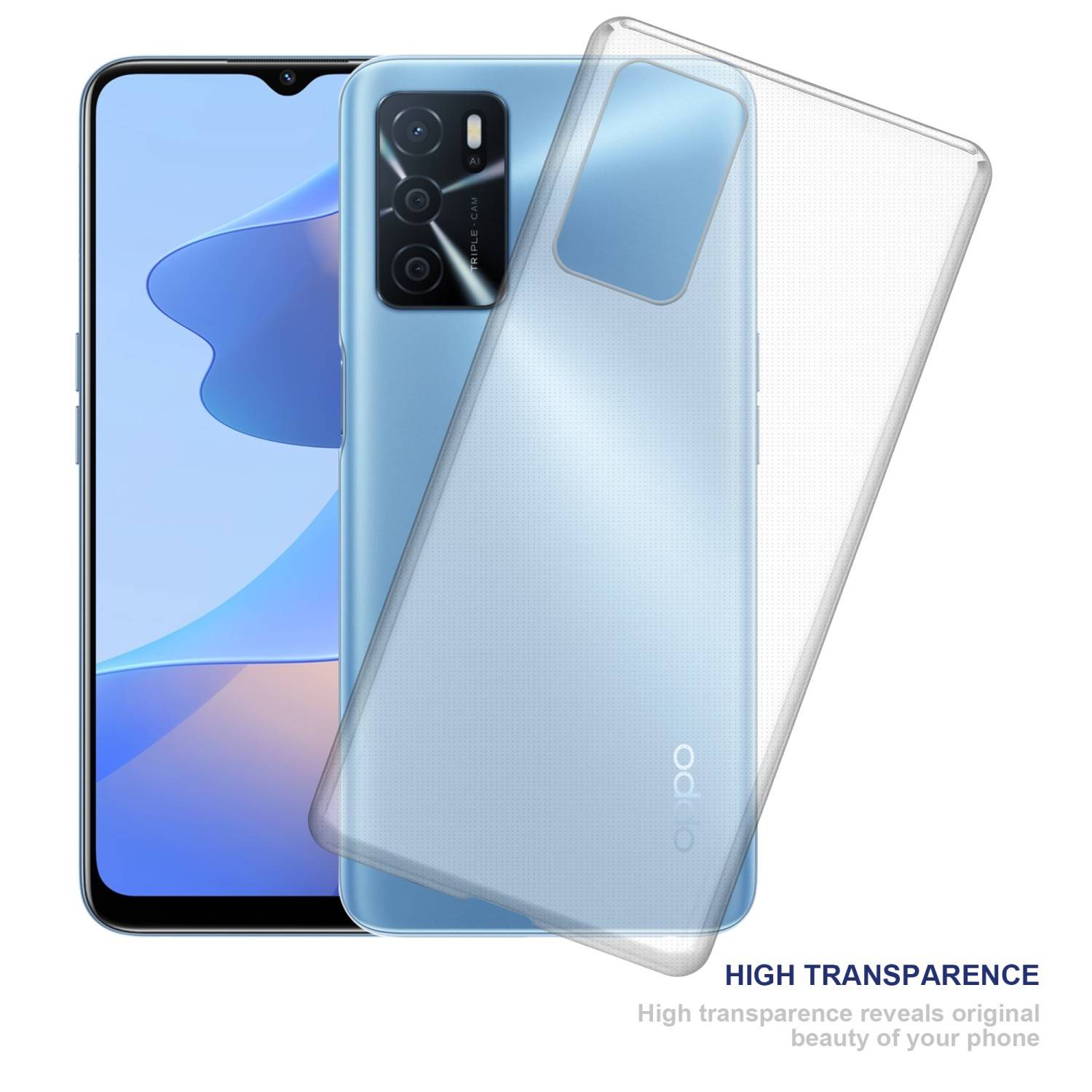 Cadorabo Hülle für Oppo A16s / A54s Schutz Hülle in Transparent Schutzhülle TPU Silikon Cover Etui Case