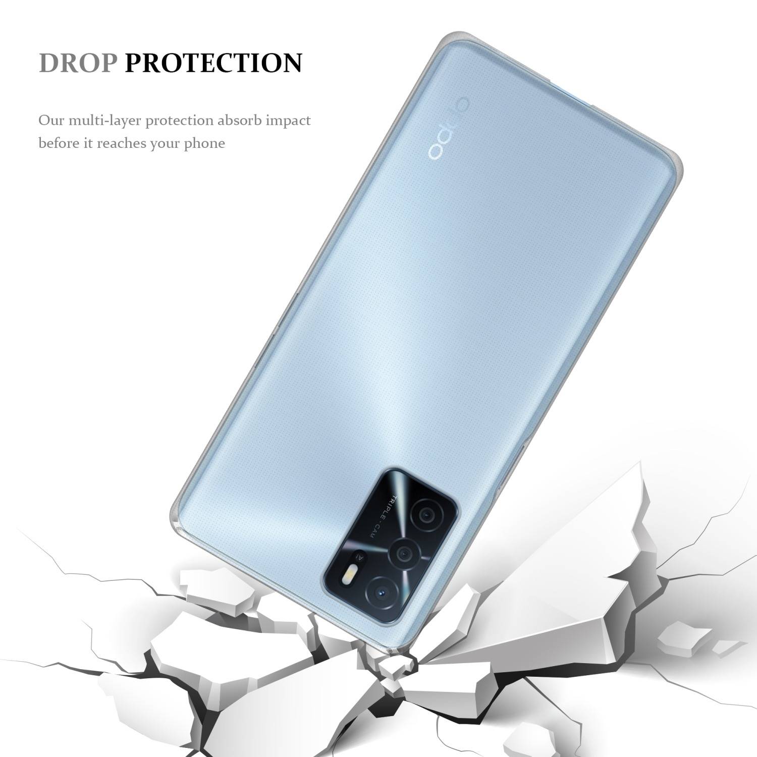 Cadorabo Hülle für Oppo A16s / A54s Schutz Hülle in Transparent Schutzhülle TPU Silikon Cover Etui Case