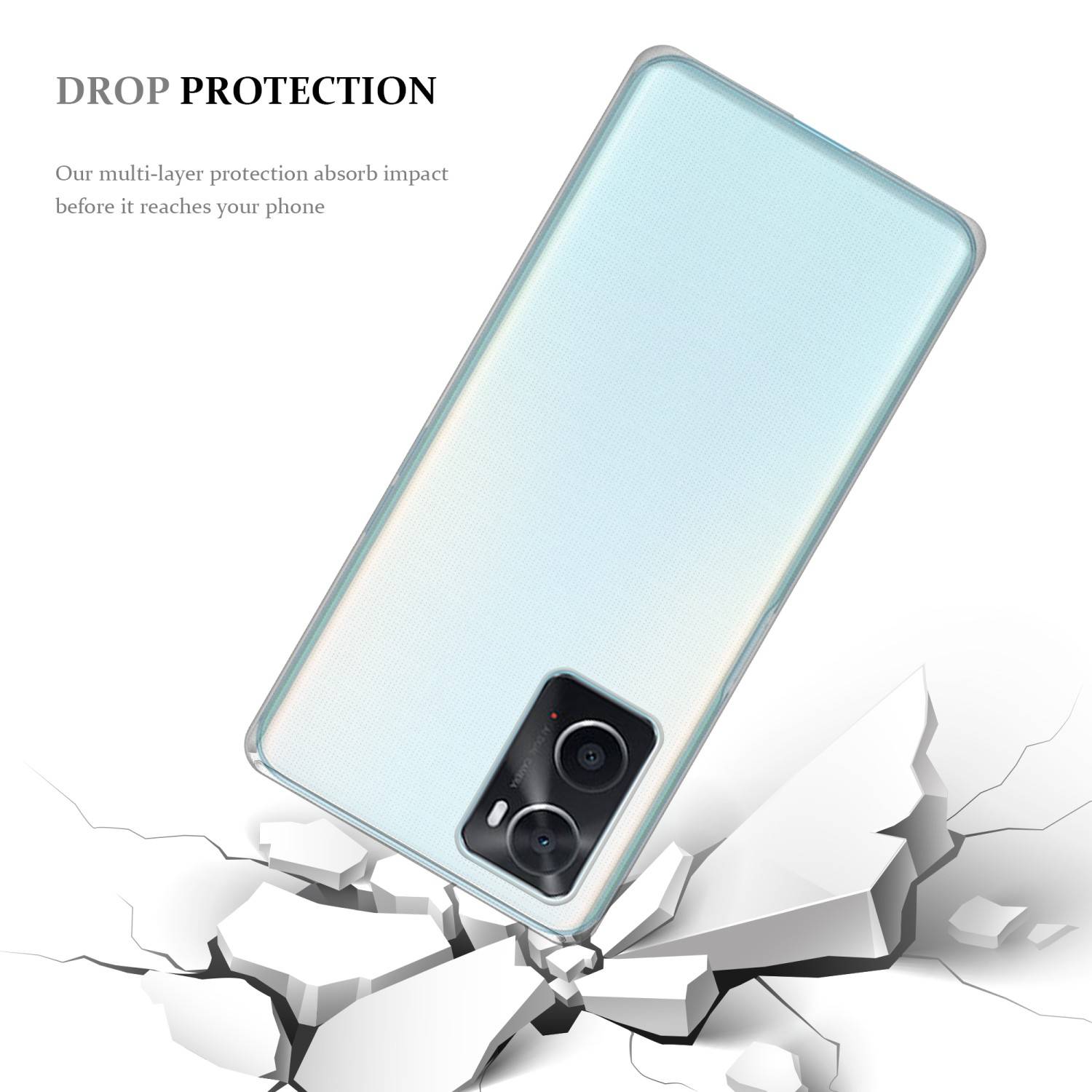 Cadorabo Hülle für Oppo A36 / A76 / A96 4G / K10 4G / Realme 9i Schutz Hülle in Transparent Schutzhülle TPU Silikon