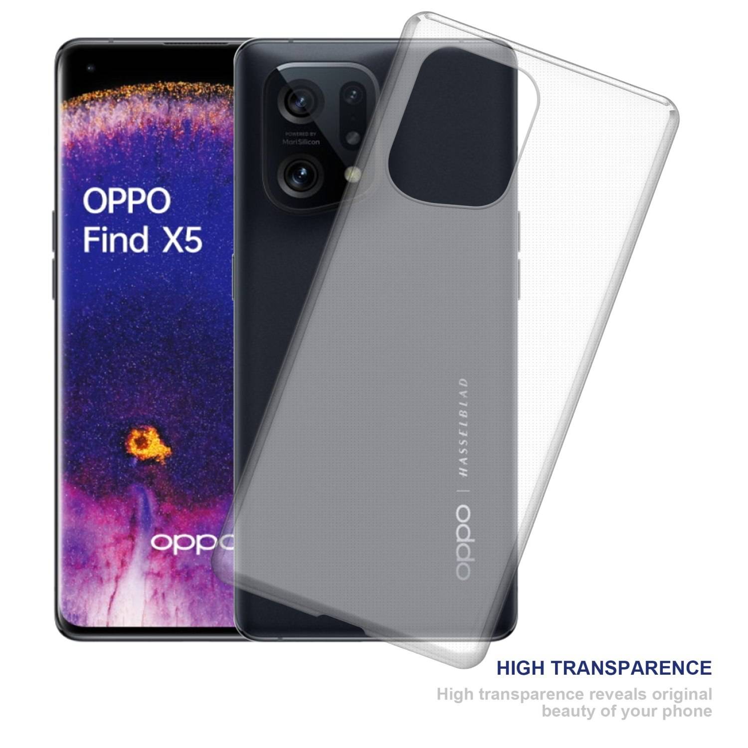 Cadorabo Hülle für Oppo FIND X5 Schutz Hülle in Transparent Schutzhülle TPU Silikon Cover Etui Case