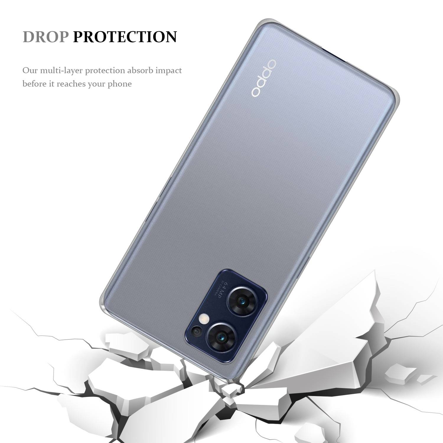 Cadorabo Hülle für Oppo FIND X5 LITE / Reno7 5G Schutz Hülle in Transparent Schutzhülle TPU Silikon Cover Etui Case