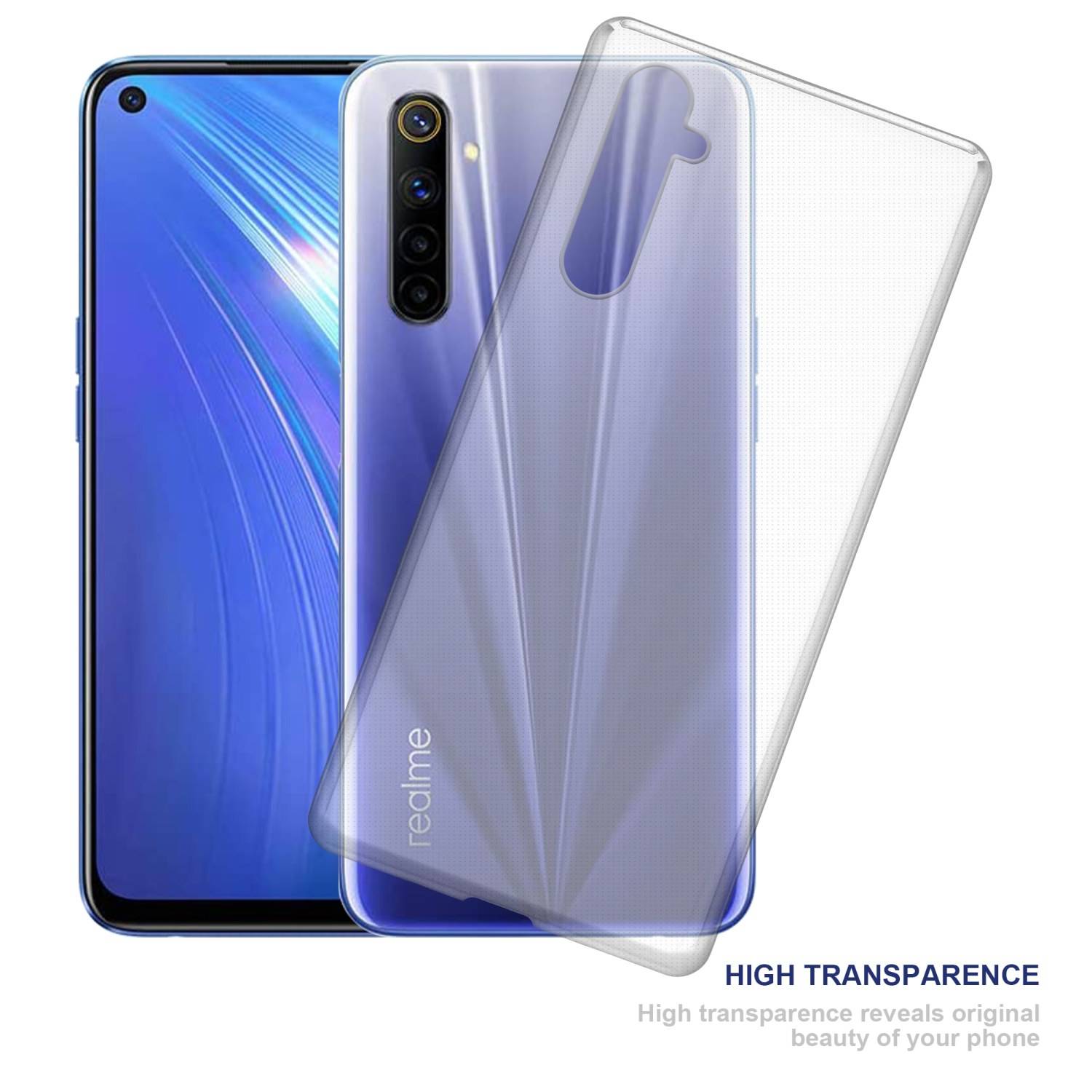 Cadorabo Hülle für Realme 6 4G / 6s Schutz Hülle in Transparent Schutzhülle TPU Silikon Cover Etui Case