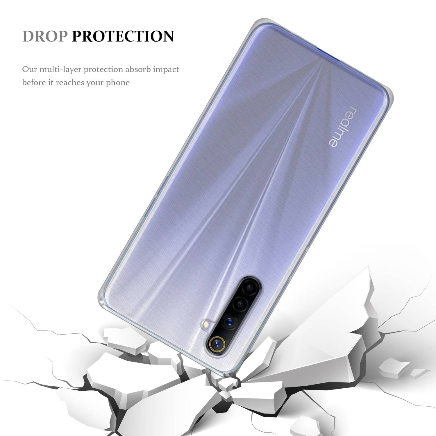 Cadorabo Hülle für Realme 6 4G / 6s Schutz Hülle in Transparent Schutzhülle TPU Silikon Cover Etui Case
