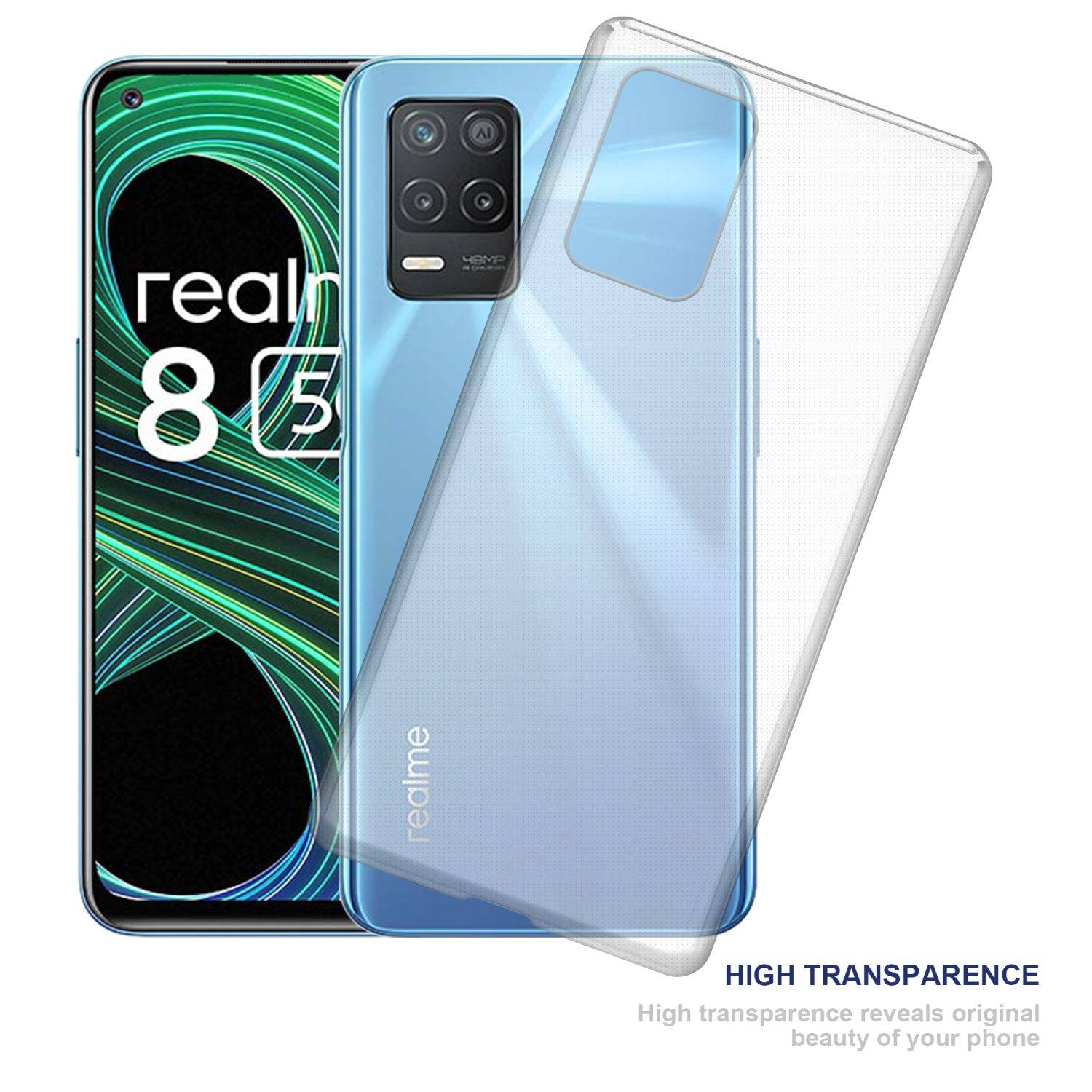Cadorabo Hülle für Realme 8 5G / V13 / Q3 / Q3i / Narzo 30 5G Schutz Hülle in Transparent Schutzhülle TPU Silikon Cover