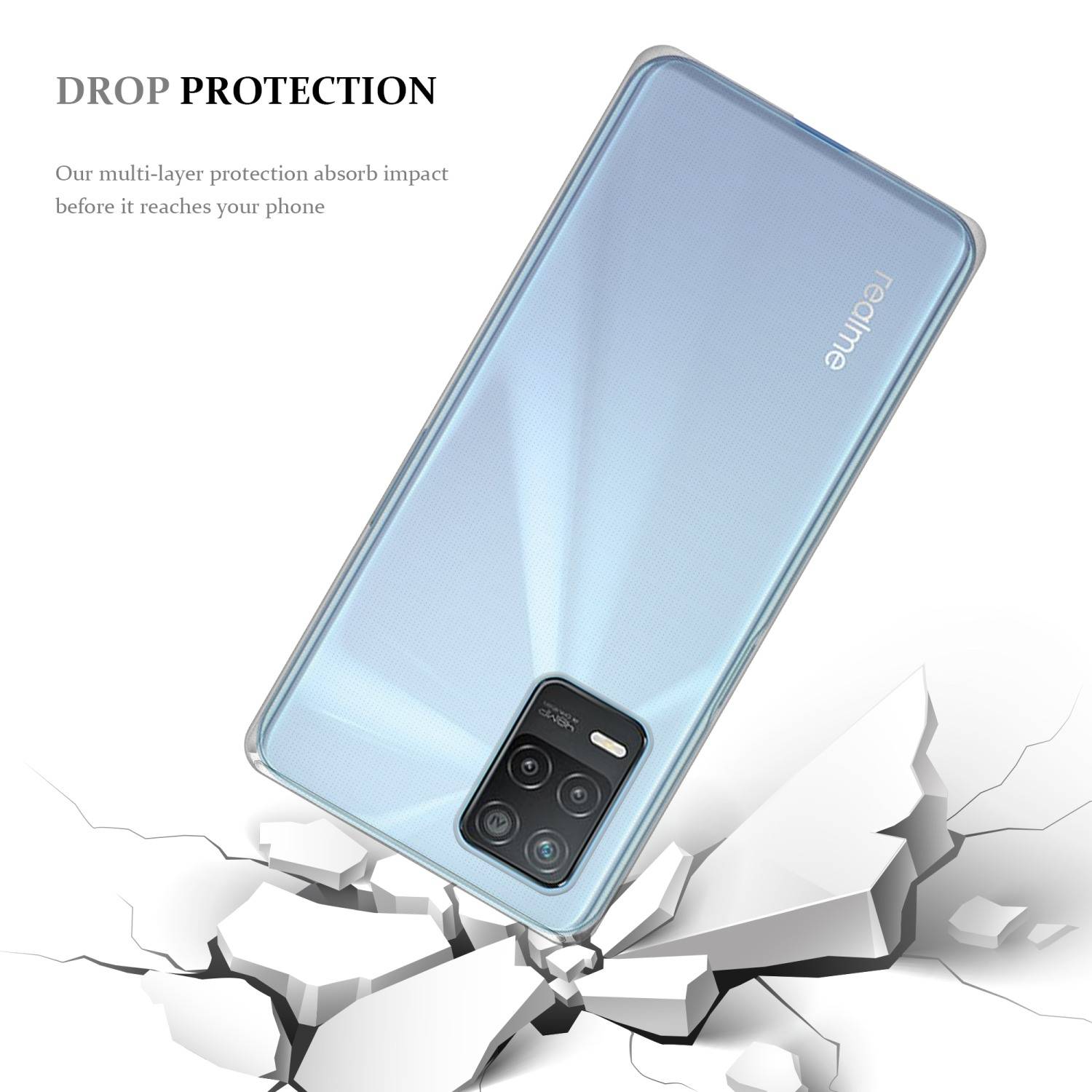 Cadorabo Hülle für Realme 8 5G / V13 / Q3 / Q3i / Narzo 30 5G Schutz Hülle in Transparent Schutzhülle TPU Silikon Cover