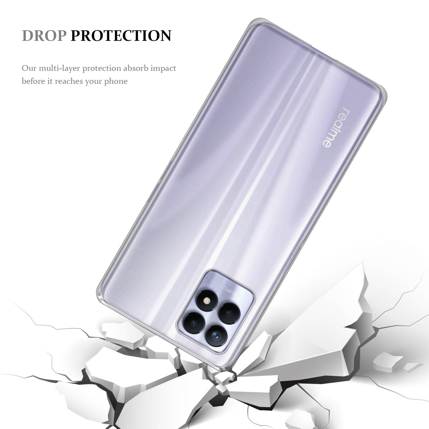 Cadorabo Hülle für Realme 8i / Narzo 50 4G Schutz Hülle in Transparent Schutzhülle TPU Silikon Cover Etui Case