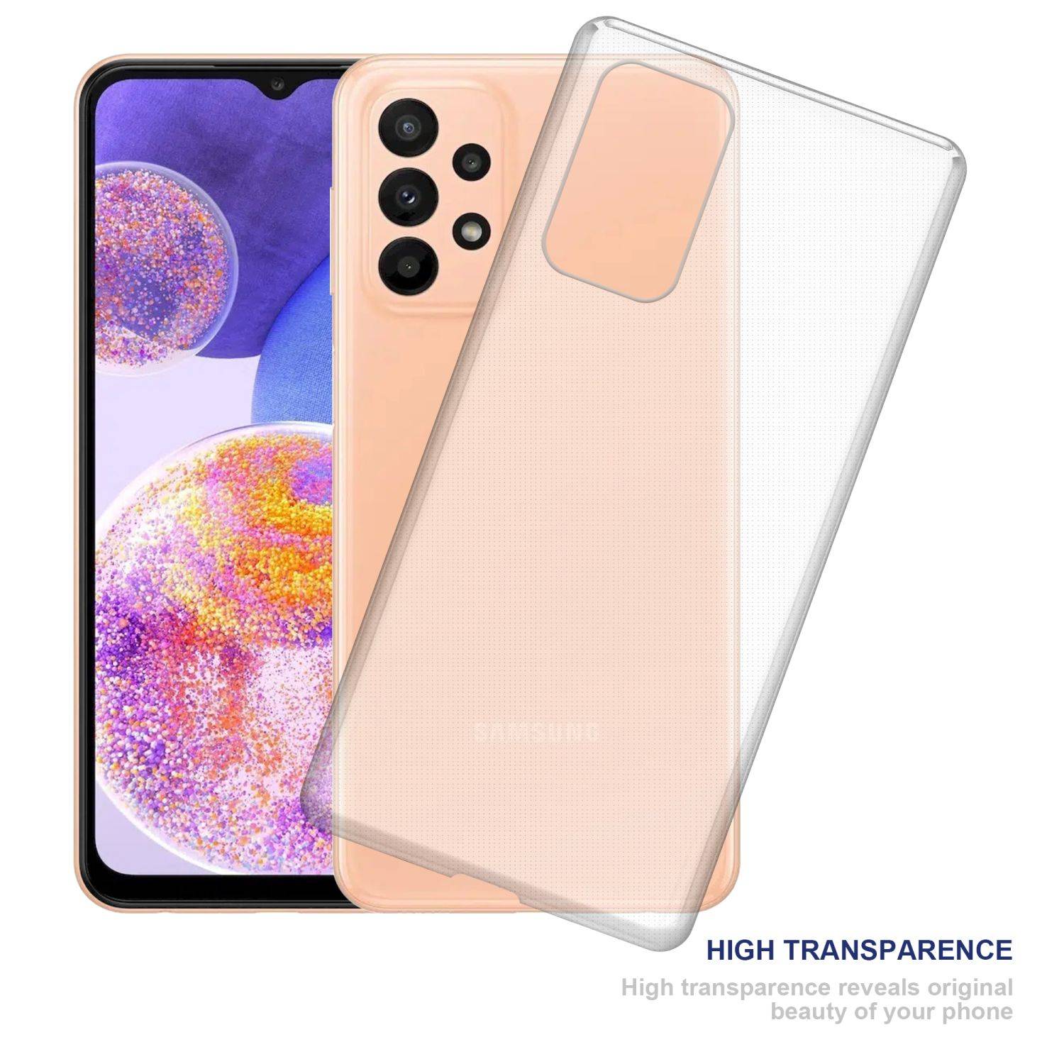 Cadorabo Hülle für Samsung Galaxy A23 4G Schutz Hülle in Transparent Schutzhülle TPU Silikon Cover Etui Case
