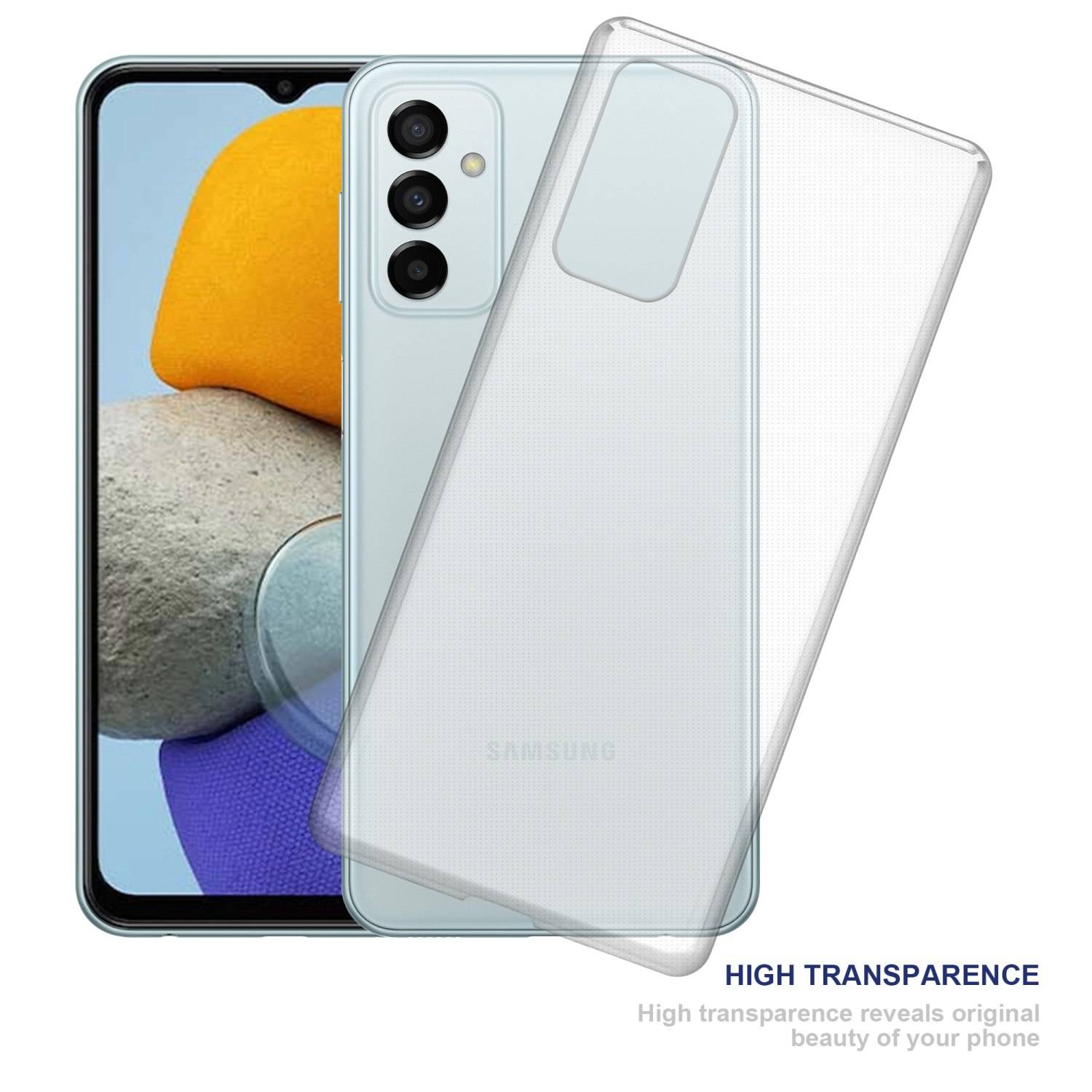 Cadorabo Hülle für Samsung Galaxy M23 5G Schutz Hülle in Transparent Schutzhülle TPU Silikon Cover Etui Case