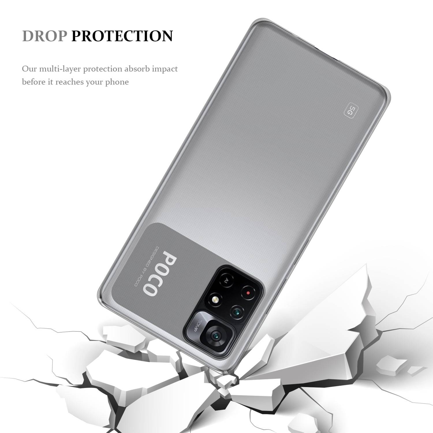 Cadorabo Hülle für Xiaomi POCO M4 PRO 5G Schutz Hülle in Transparent Schutzhülle TPU Silikon Cover Etui Case