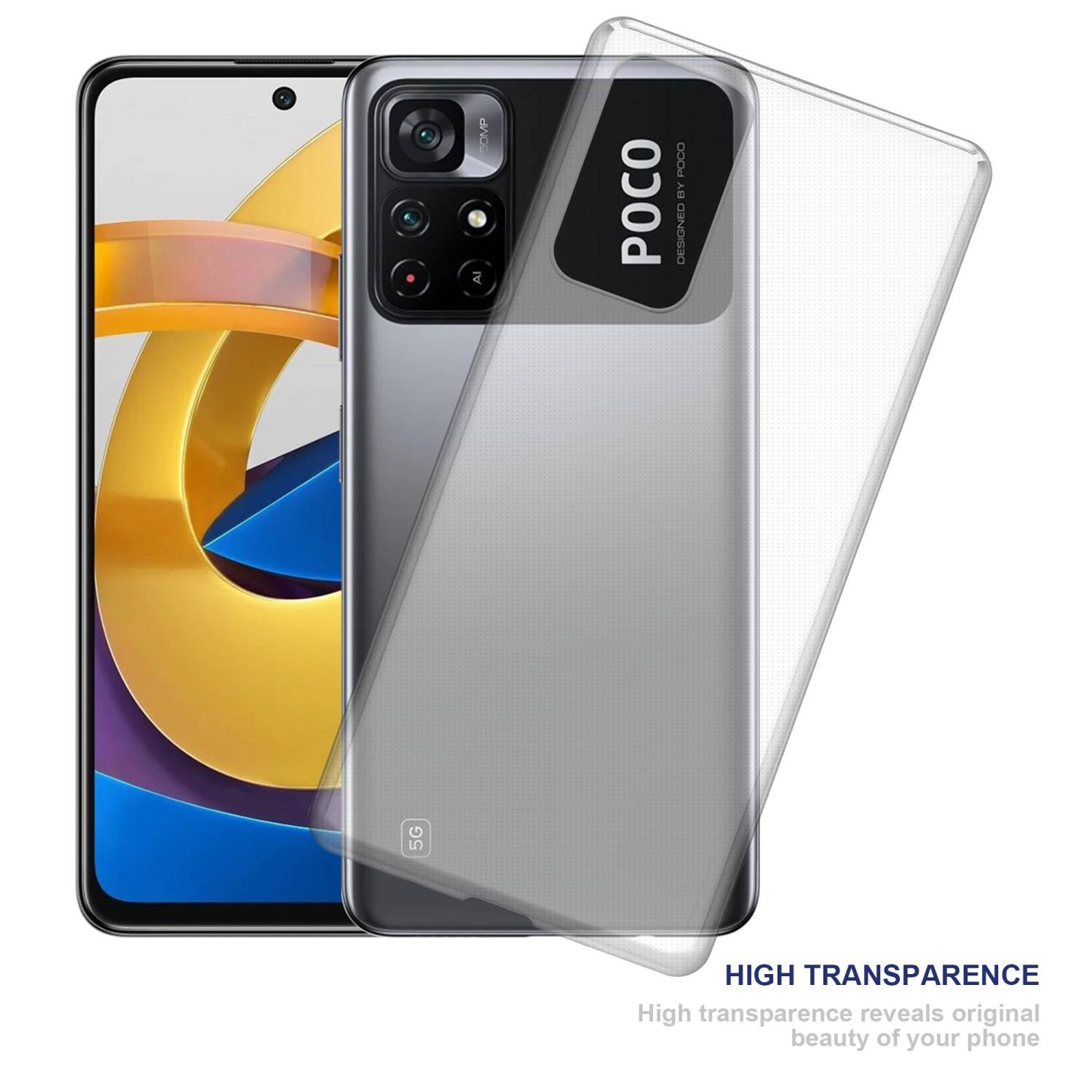 Cadorabo Hülle für Xiaomi POCO M4 PRO 5G Schutz Hülle in Transparent Schutzhülle TPU Silikon Cover Etui Case